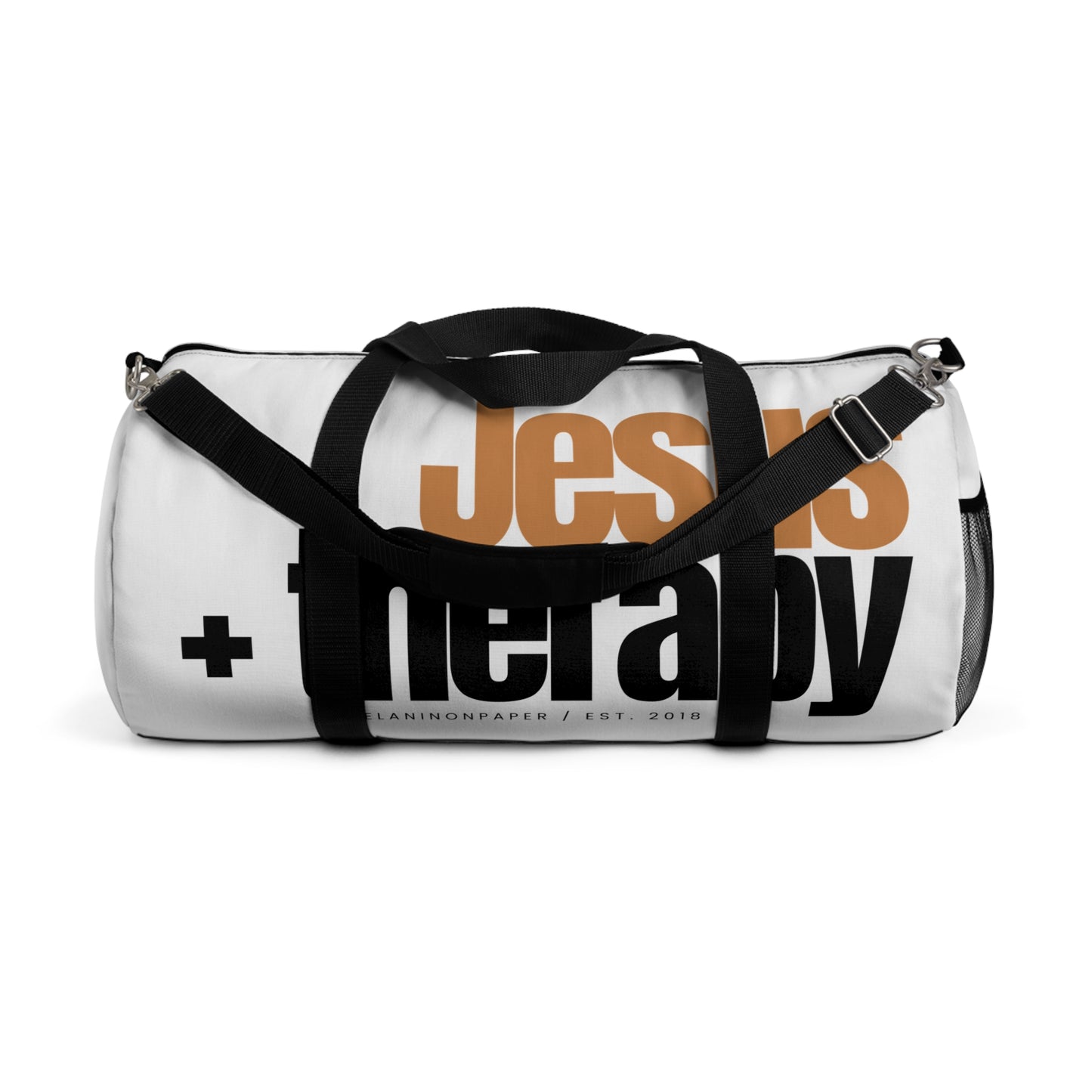 "Jesus + Therapy" Duffel Bag (White) - 2 Sizes Available
