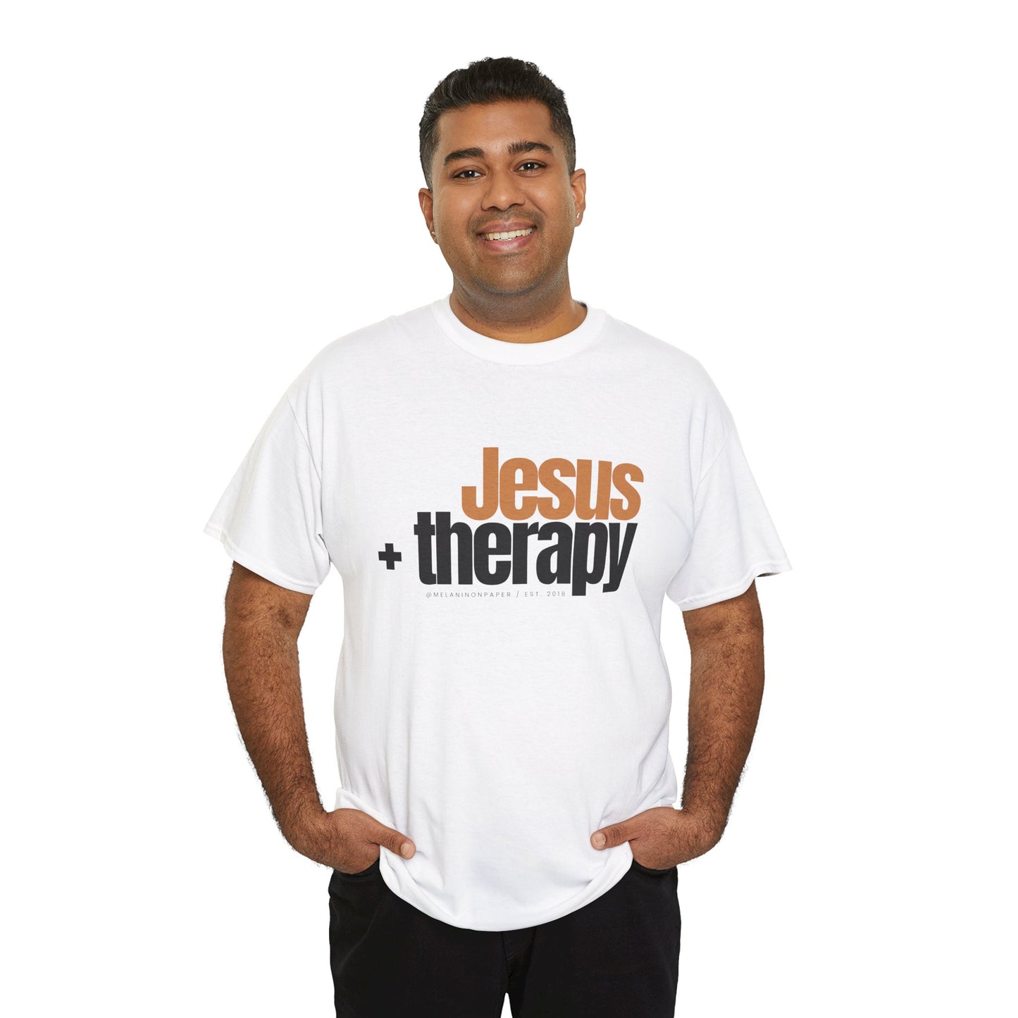 "Jesus + therapy" Unisex Heavy Cotton Tee - White, Sport Grey, & Graphite Heather Grey