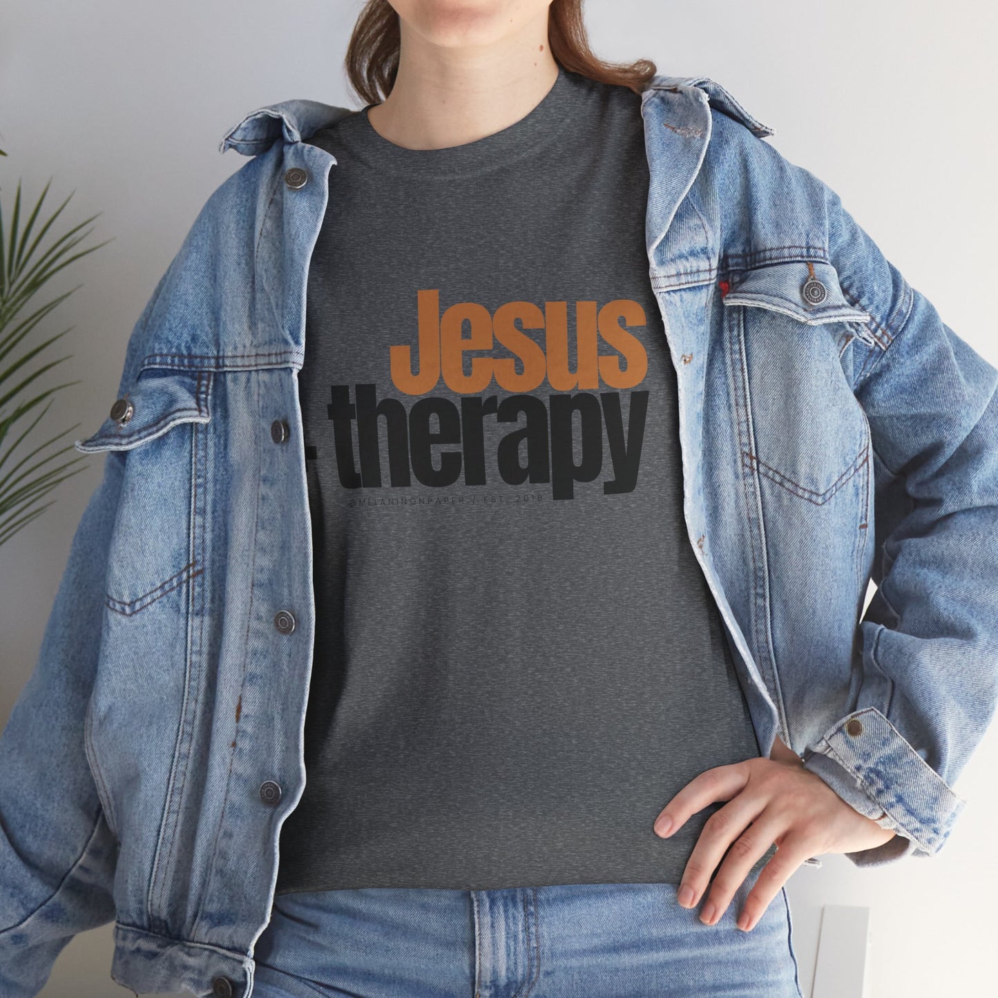 "Jesus + therapy" Unisex Heavy Cotton Tee - White, Sport Grey, & Graphite Heather Grey