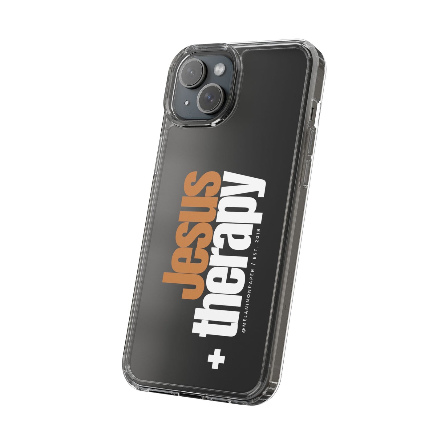 "Jesus + therapy" Clear Phone Cases - white & gold