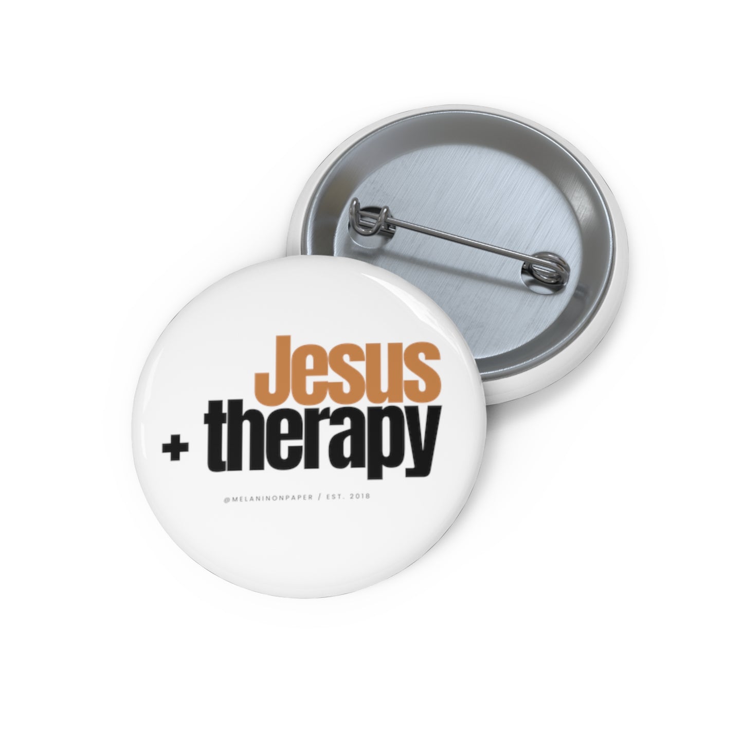 "Jesus + therapy" Pin Button - black & gold
