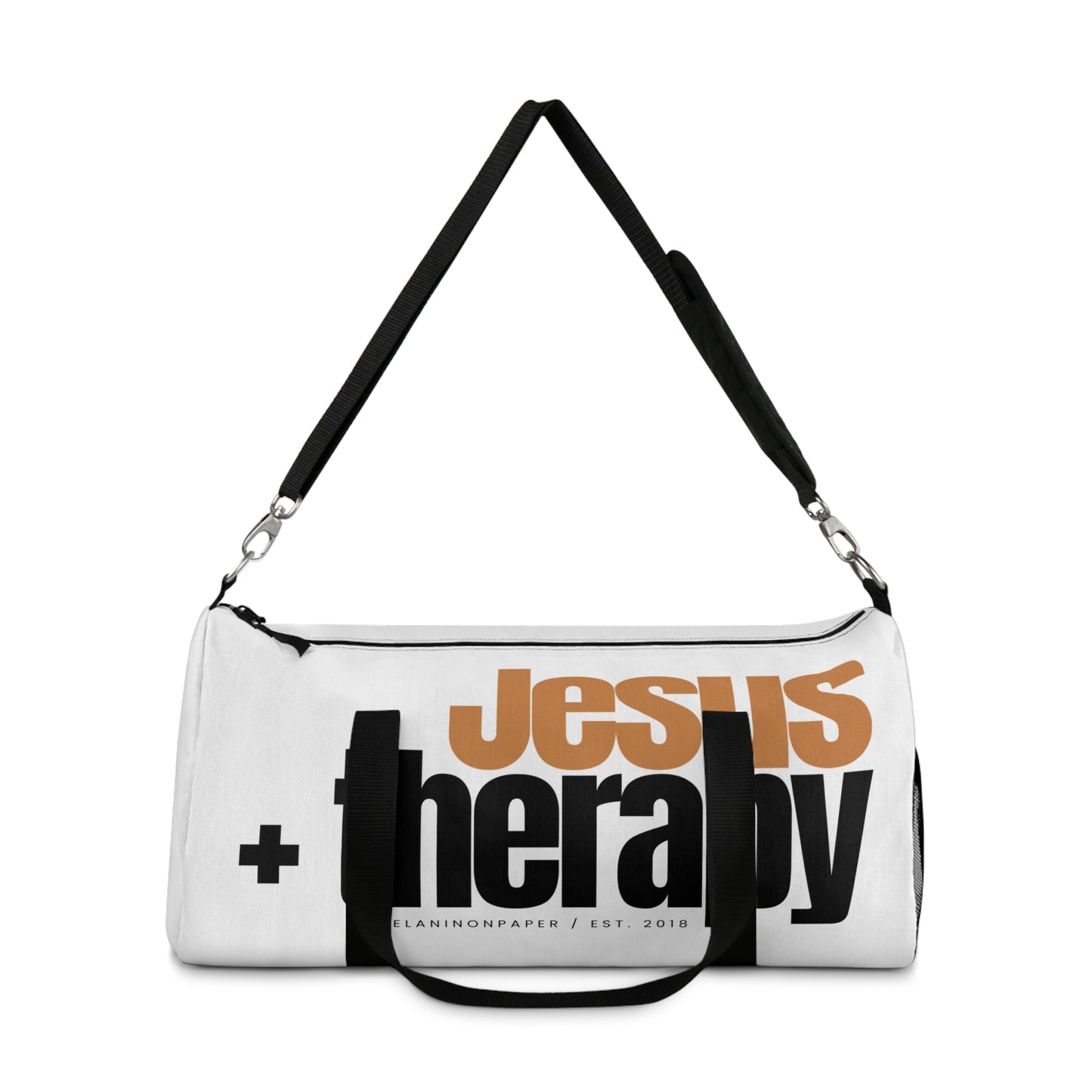 "Jesus + Therapy" Duffel Bag (White) - 2 Sizes Available