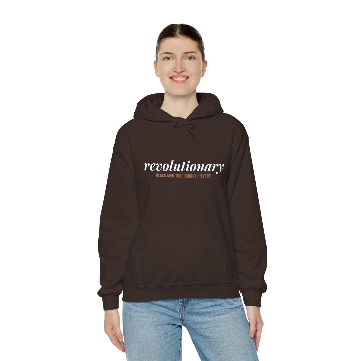 "Revolutionary Black Men" Unisex Heavy Blend™ Hooded Sweatshirt - Black, Chocolate, Navy Blue, Dark Gray, & Hunter Green Available