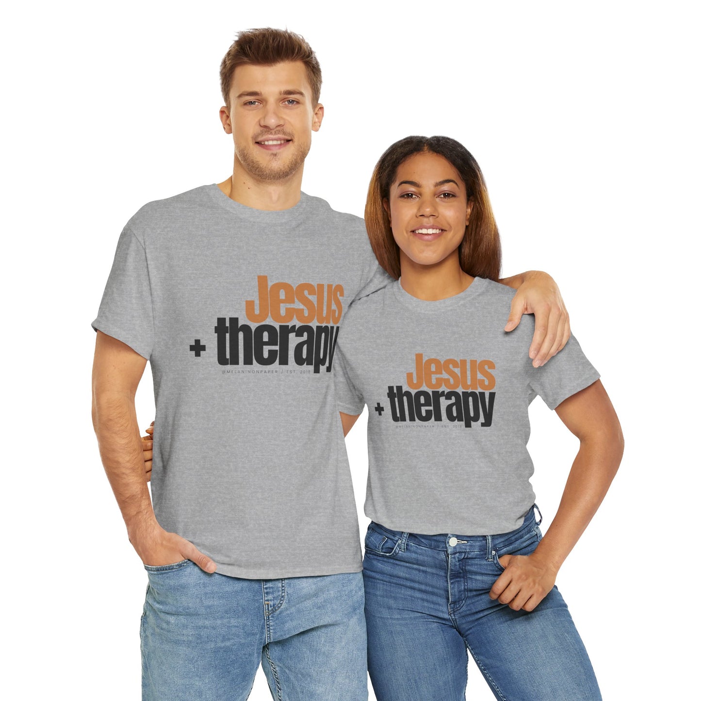 "Jesus + therapy" Unisex Heavy Cotton Tee - White, Sport Grey, & Graphite Heather Grey