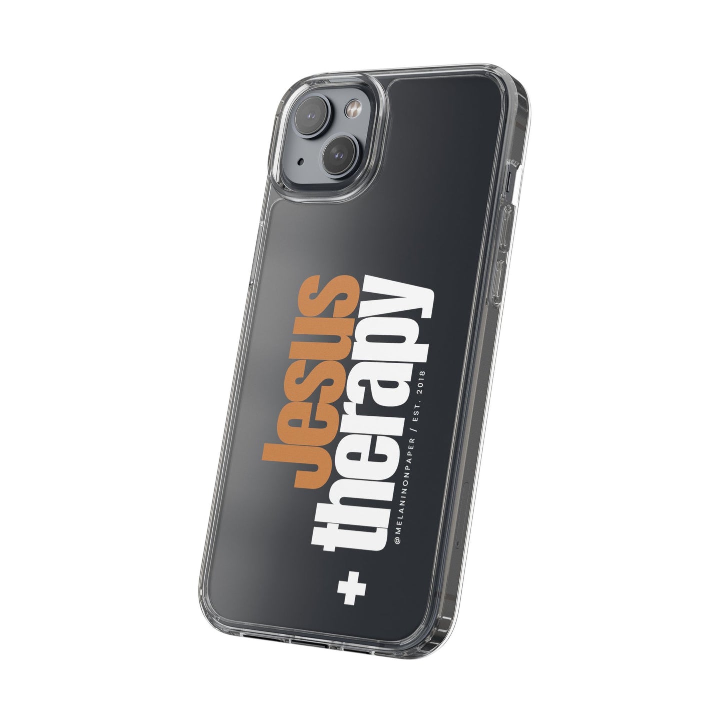 "Jesus + therapy" Clear Phone Cases - white & gold
