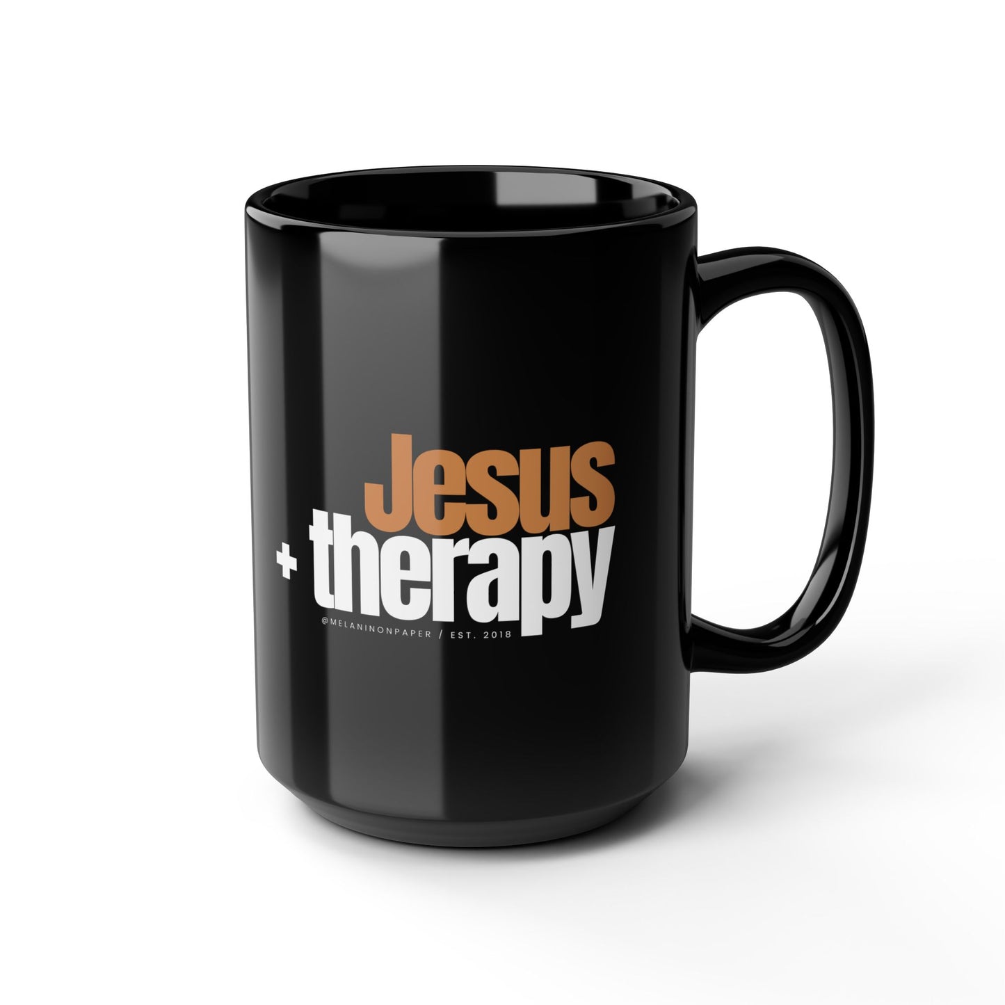 "Jesus + therapy" - 15oz Black Mug