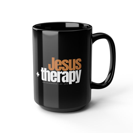 "Jesus + therapy" - 15oz Black Mug