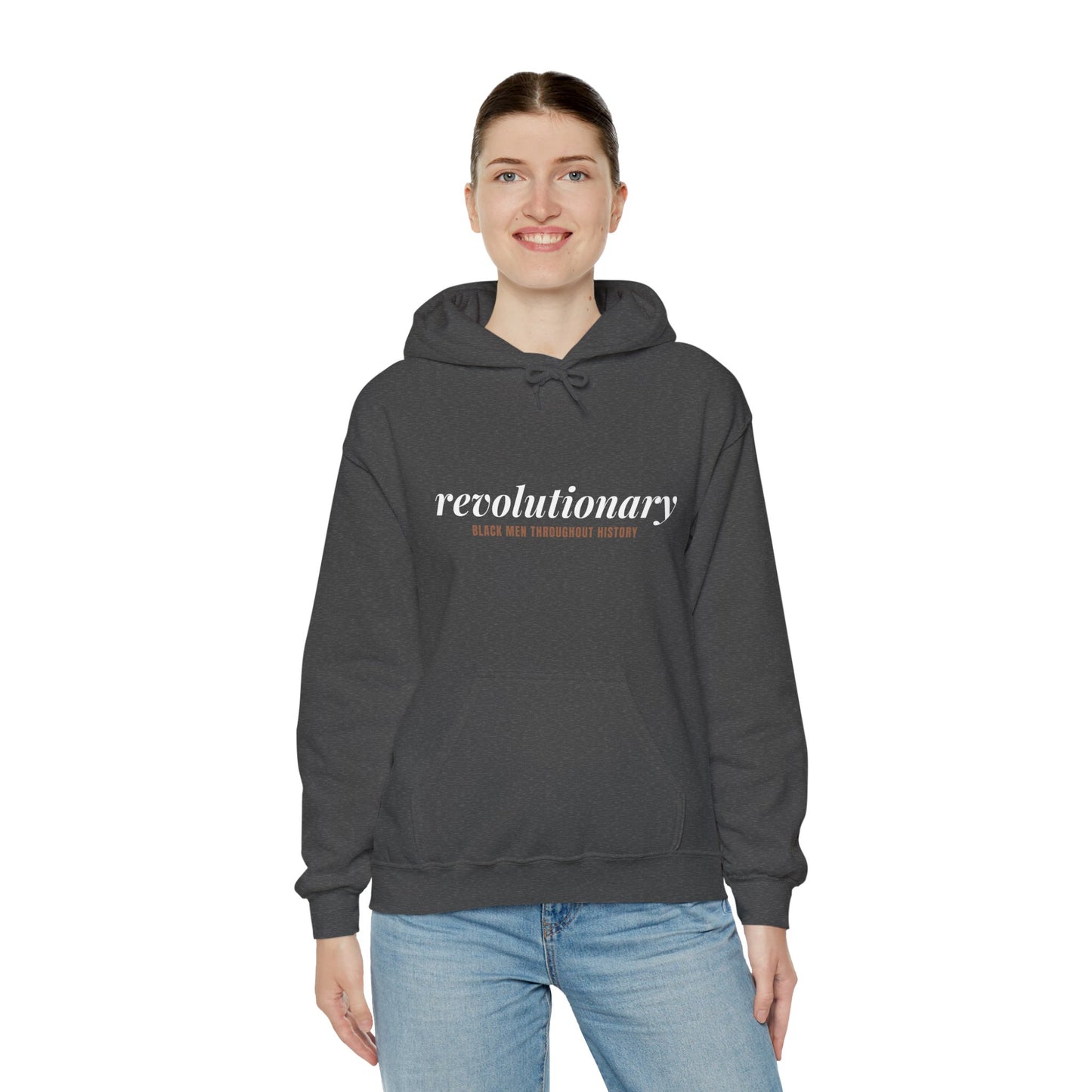 "Revolutionary Black Men" Unisex Heavy Blend™ Hooded Sweatshirt - Black, Chocolate, Navy Blue, Dark Gray, & Hunter Green Available