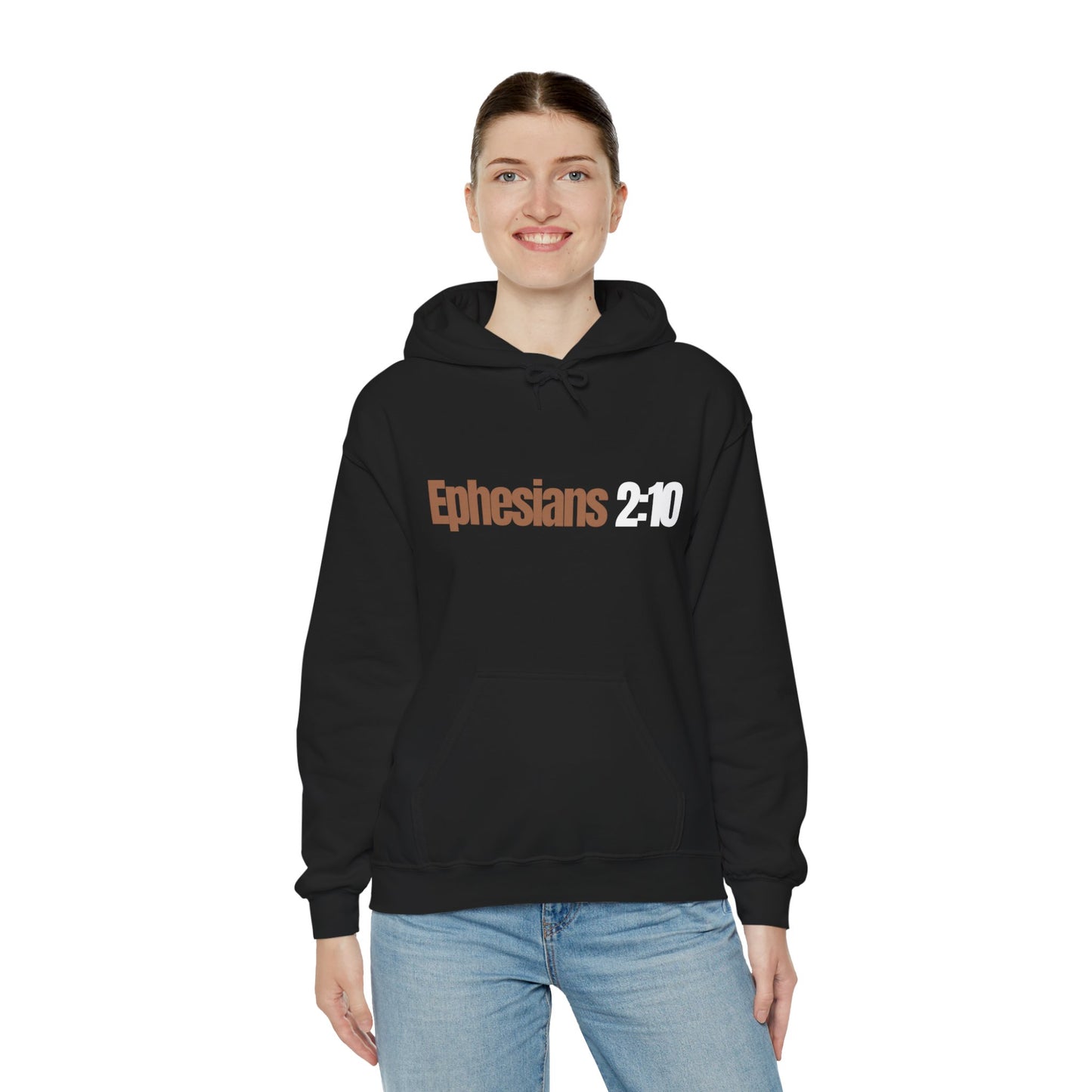 "Ephesians 2:10" Unisex Heavy Blend™ Hooded Sweatshirt - Black, Chocolate, Navy Blue, Gray, Dark Gray, & Hunter Green Available