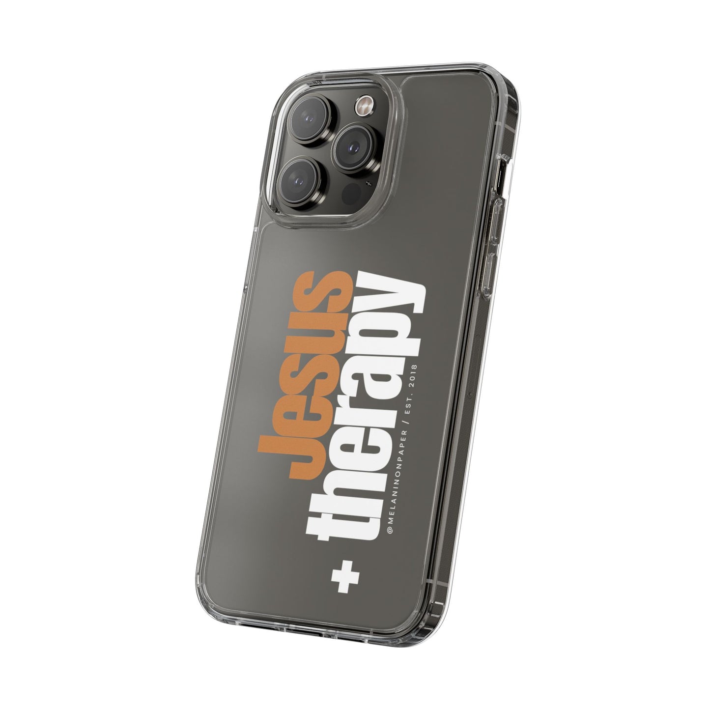 "Jesus + therapy" Clear Phone Cases - white & gold