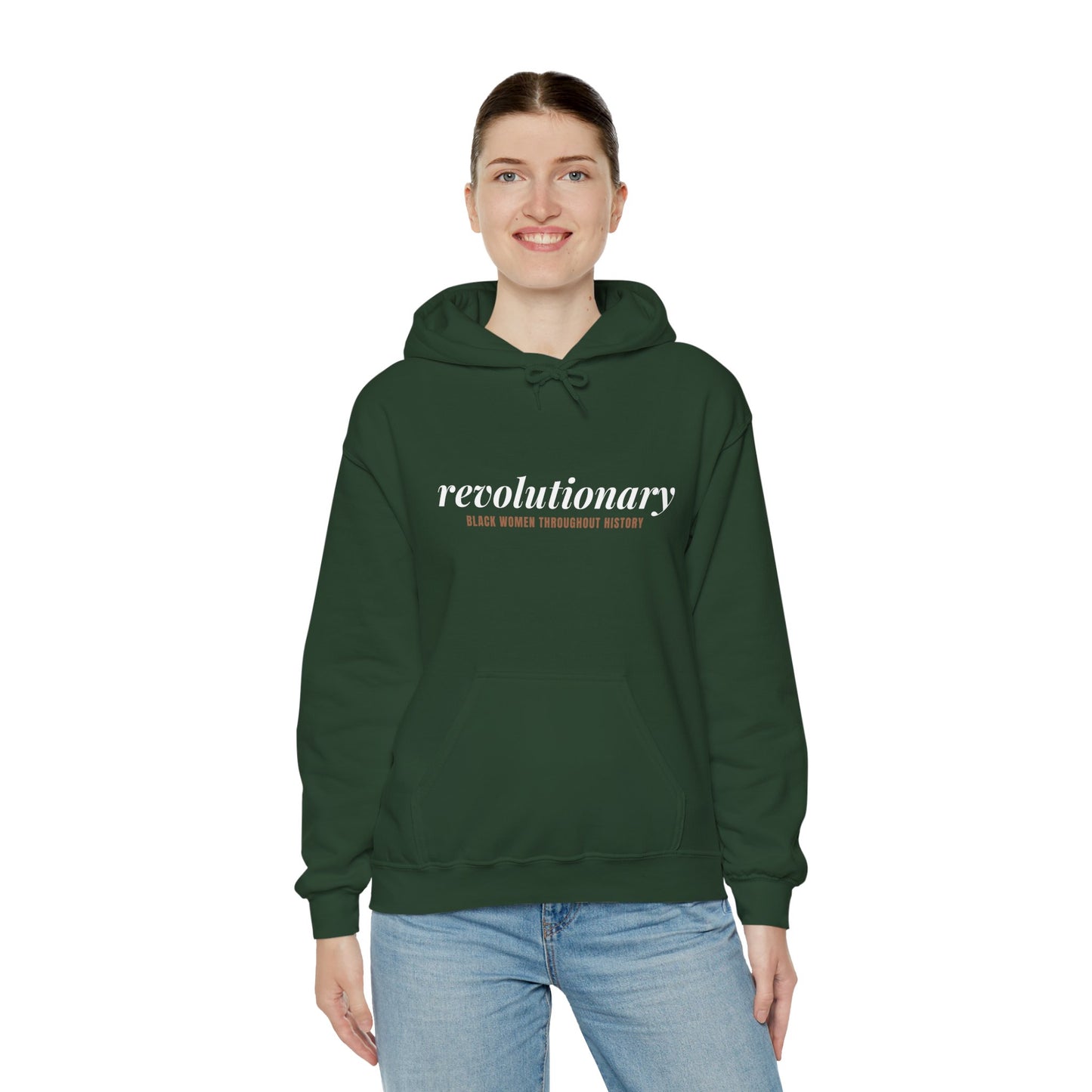 "Revolutionary Black Women" Unisex Heavy Blend™ Hooded Sweatshirt - Black, Chocolate, Navy Blue, Dark Gray, & Hunter Green Available