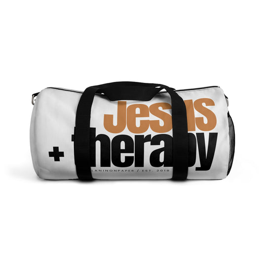 "Jesus + Therapy" Duffel Bag (White) - 2 Sizes Available