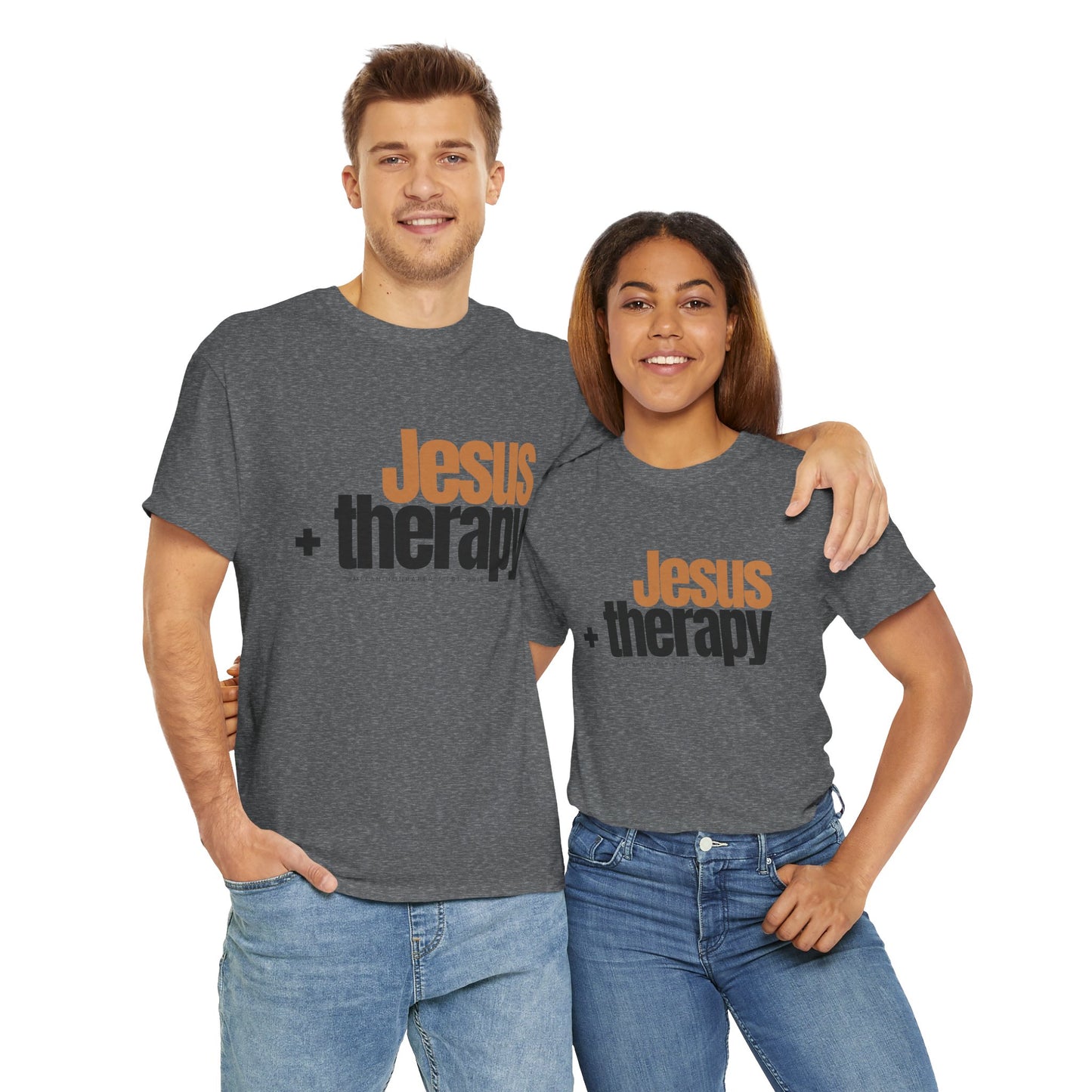 "Jesus + therapy" Unisex Heavy Cotton Tee - White, Sport Grey, & Graphite Heather Grey