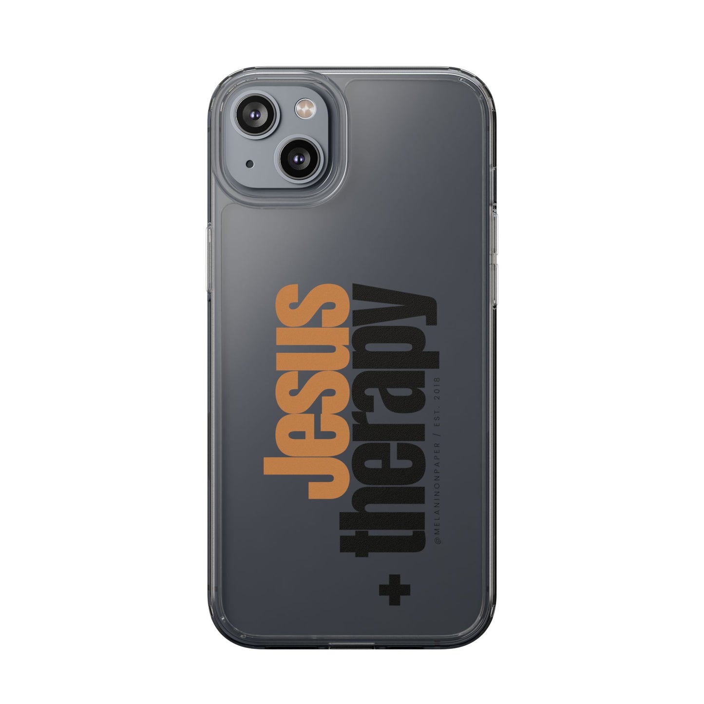 "Jesus + therapy" Clear Phone Cases - black & gold