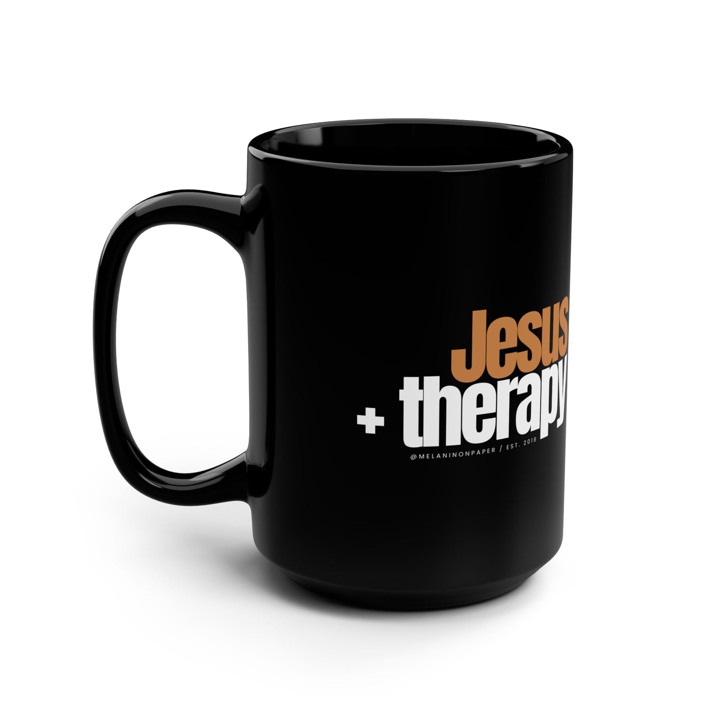 "Jesus + therapy" - 15oz Black Mug