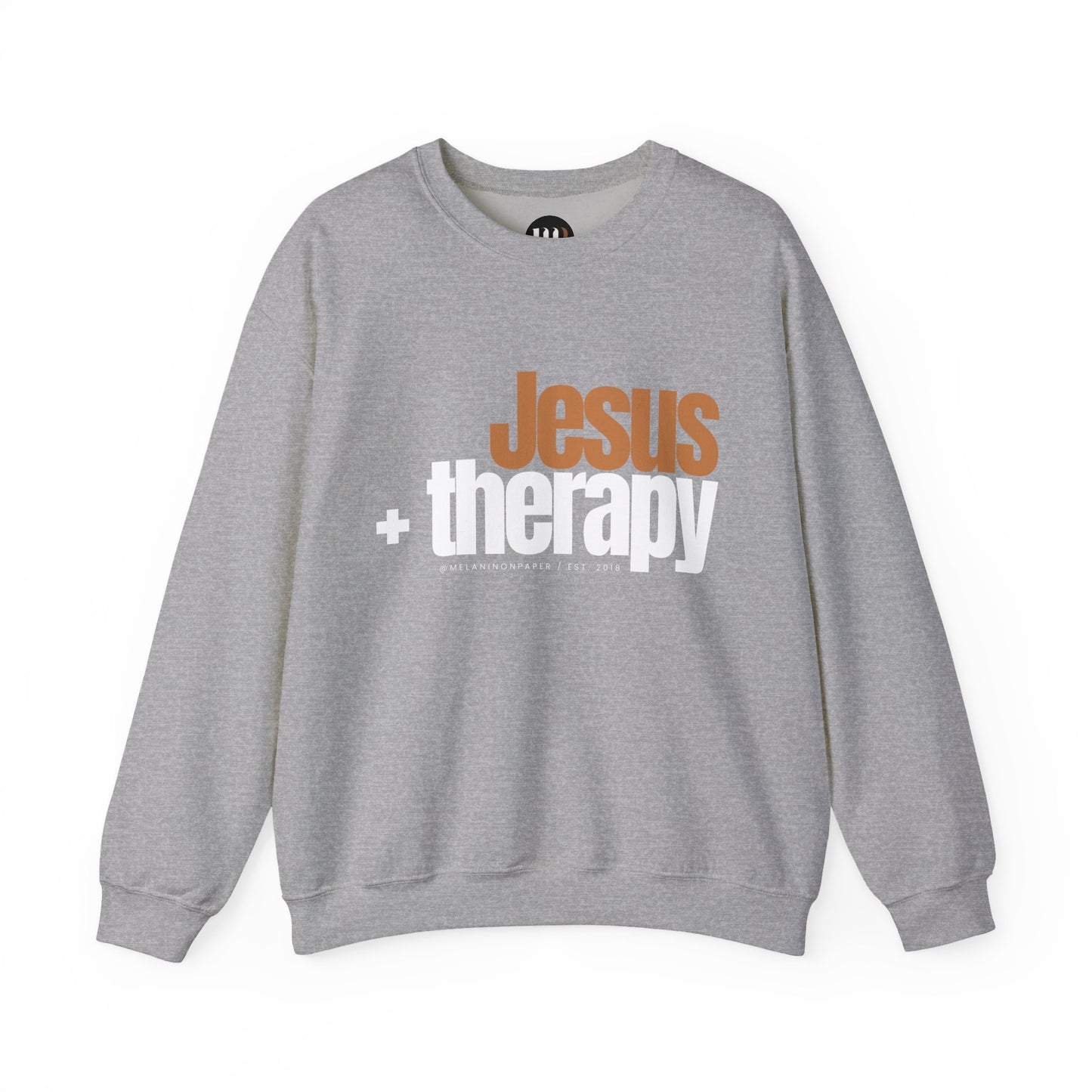 "Jesus + therapy" Unisex Heavy Blend™ Crewneck Sweatshirt - Black, Gray, & Navy Blue Available