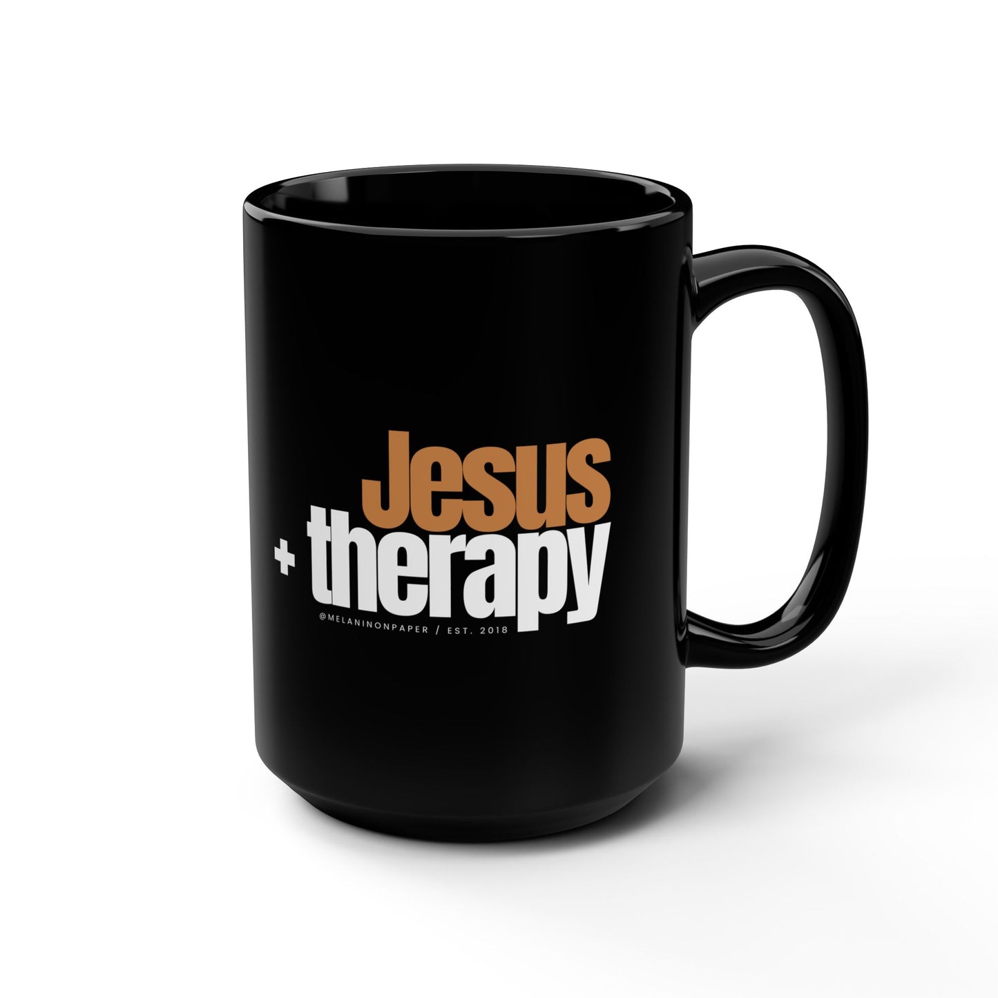 "Jesus + therapy" - 15oz Black Mug