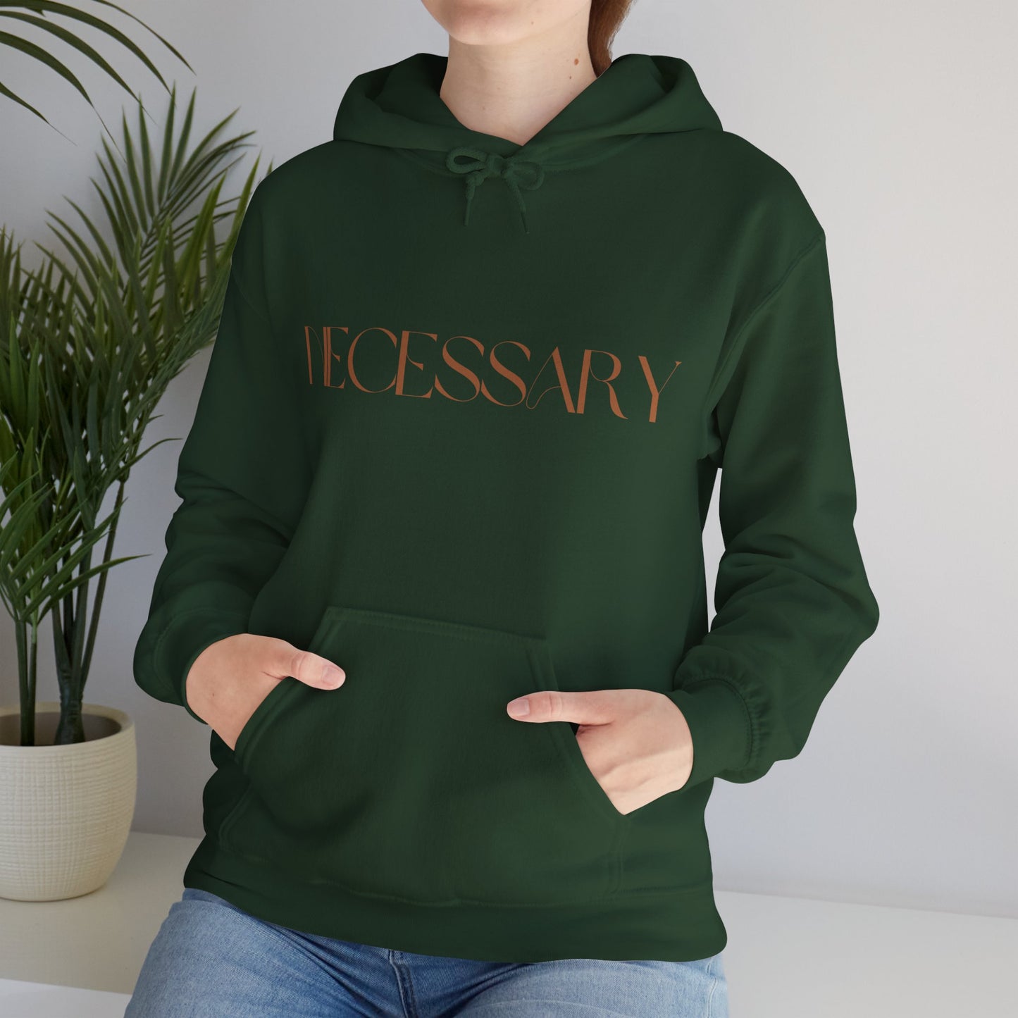 "necessary" Unisex Heavy Blend™ Hooded Sweatshirt - Black, Dark Chocolate & Forest Green Available