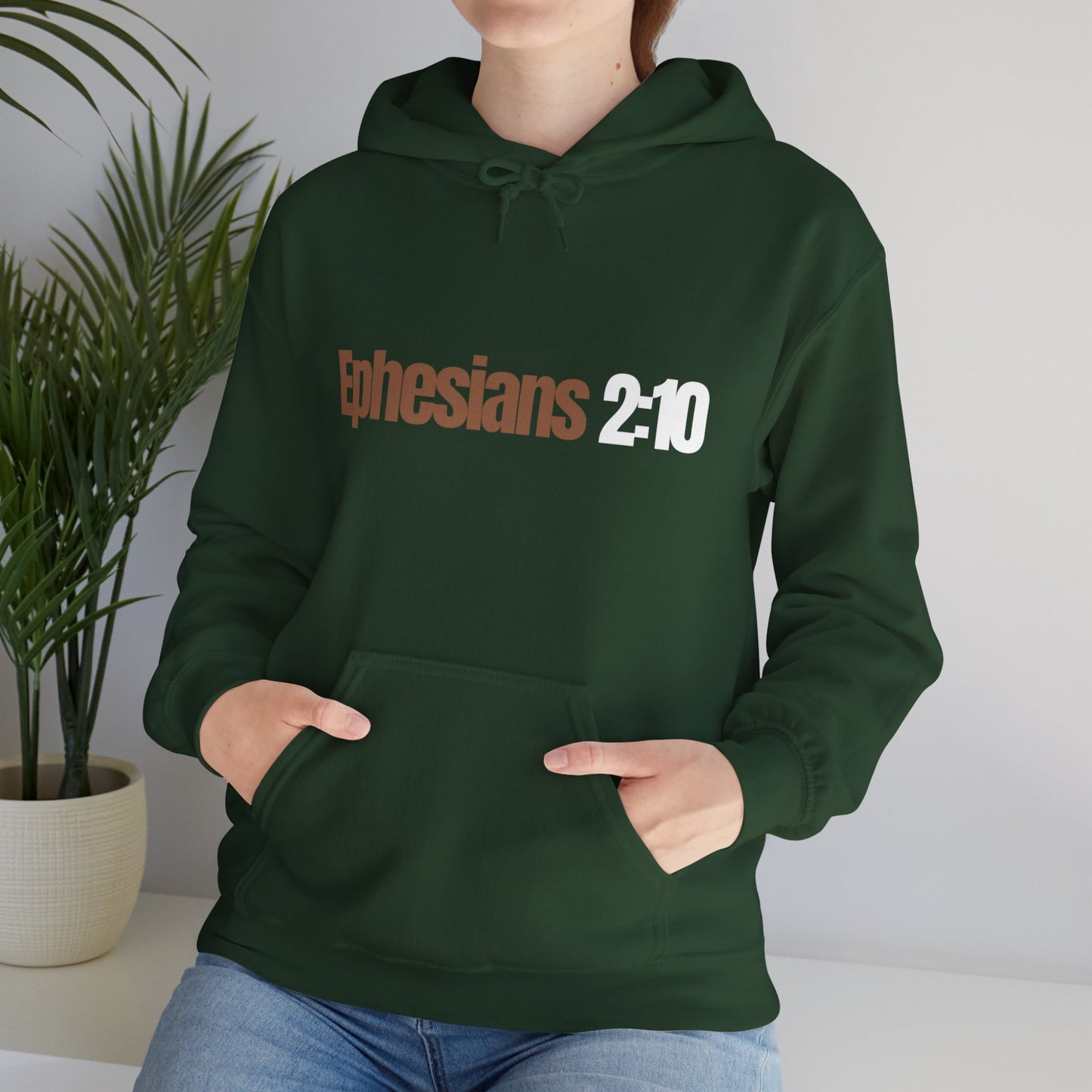"Ephesians 2:10" Unisex Heavy Blend™ Hooded Sweatshirt - Black, Chocolate, Navy Blue, Gray, Dark Gray, & Hunter Green Available