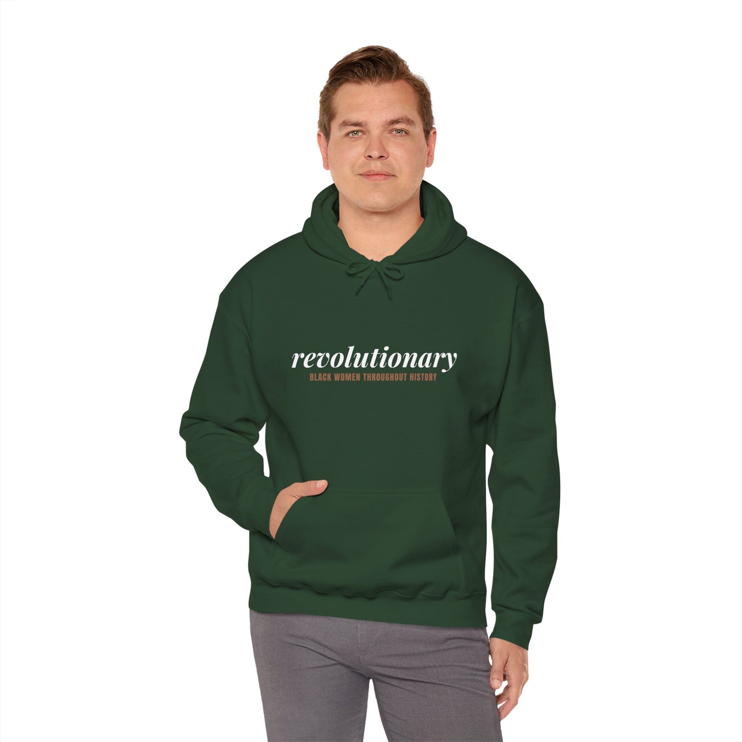 "Revolutionary Black Women" Unisex Heavy Blend™ Hooded Sweatshirt - Black, Chocolate, Navy Blue, Dark Gray, & Hunter Green Available