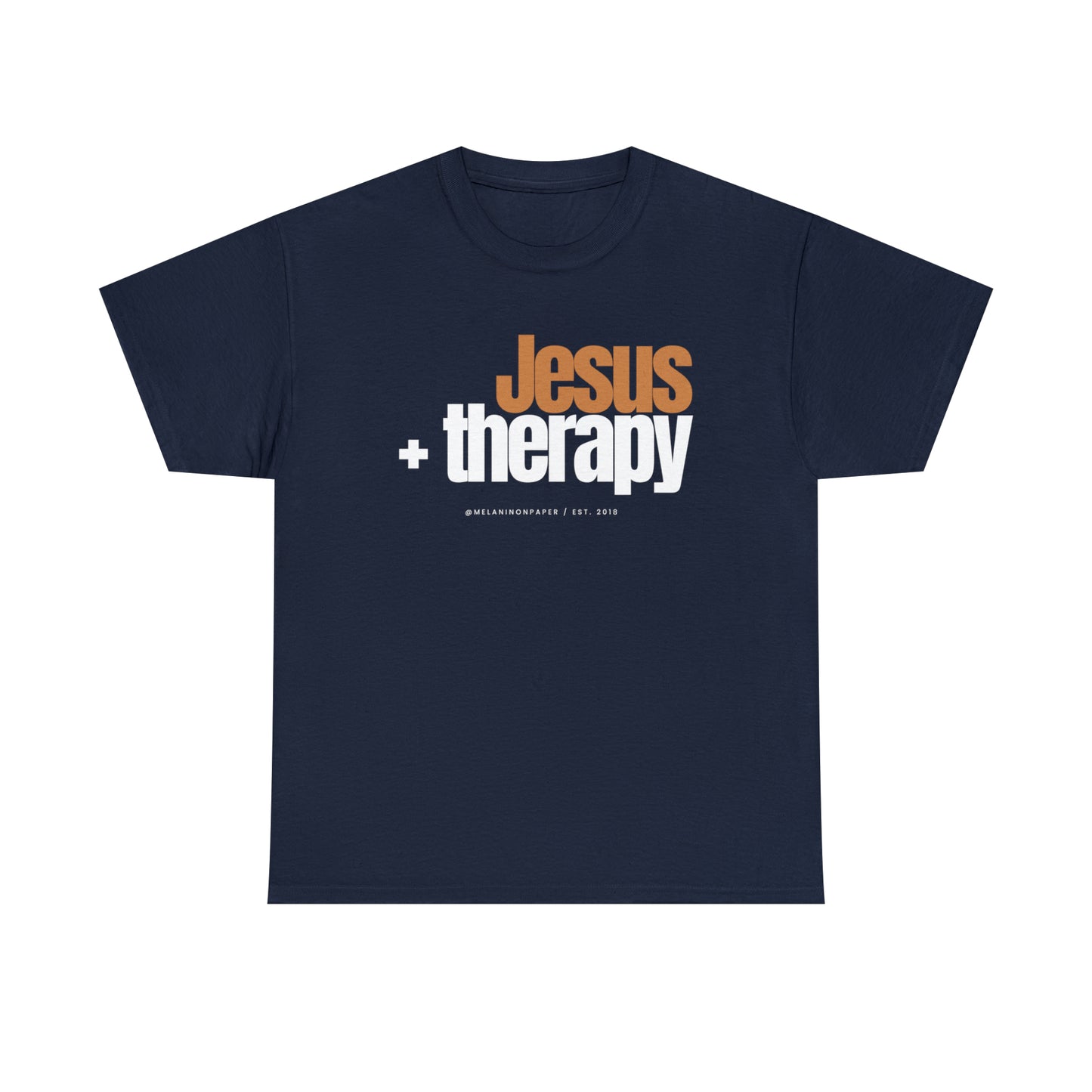 "Jesus + therapy" Unisex Heavy Cotton Tee - Black, Graphite Heather Grey, Dark Heather Grey, & Navy