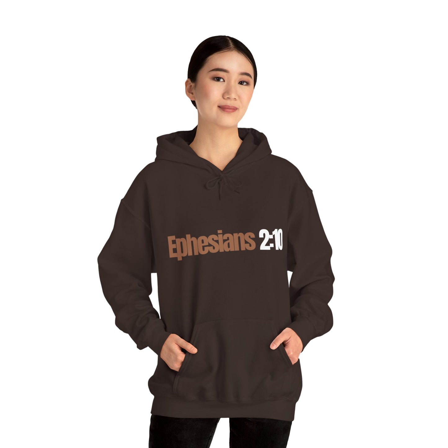 "Ephesians 2:10" Unisex Heavy Blend™ Hooded Sweatshirt - Black, Chocolate, Navy Blue, Gray, Dark Gray, & Hunter Green Available