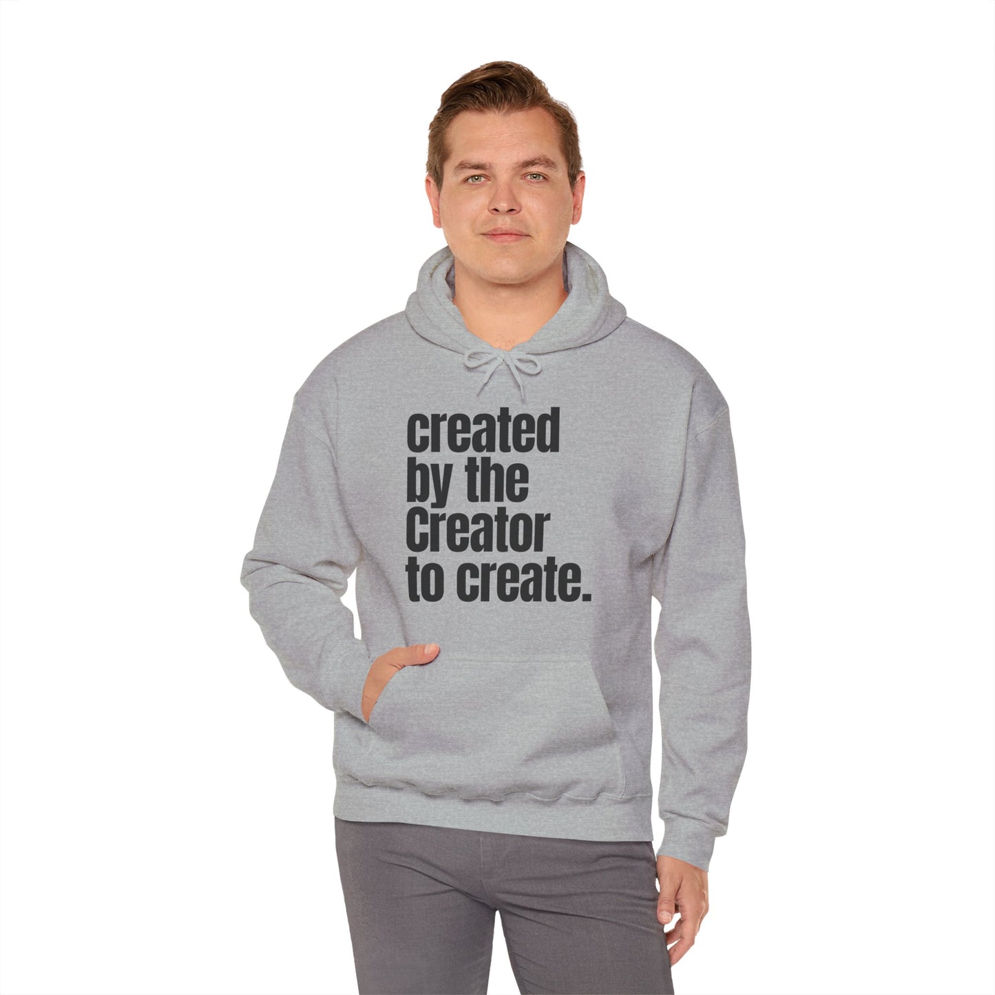 "created by the Creator..." Unisex Heavy Blend™ Hooded Sweatshirt - White, Sand, Grey, & Ash Available