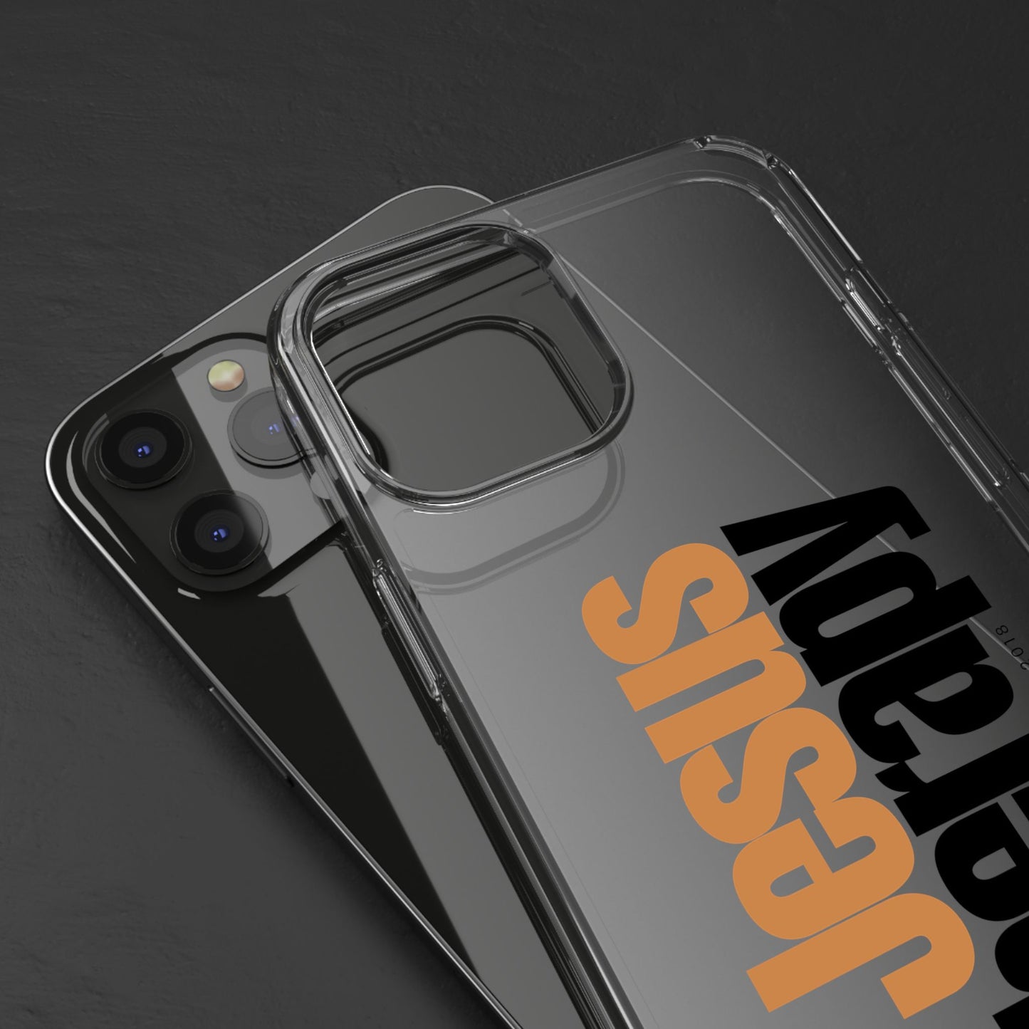 "Jesus + therapy" Clear Phone Cases - black & gold