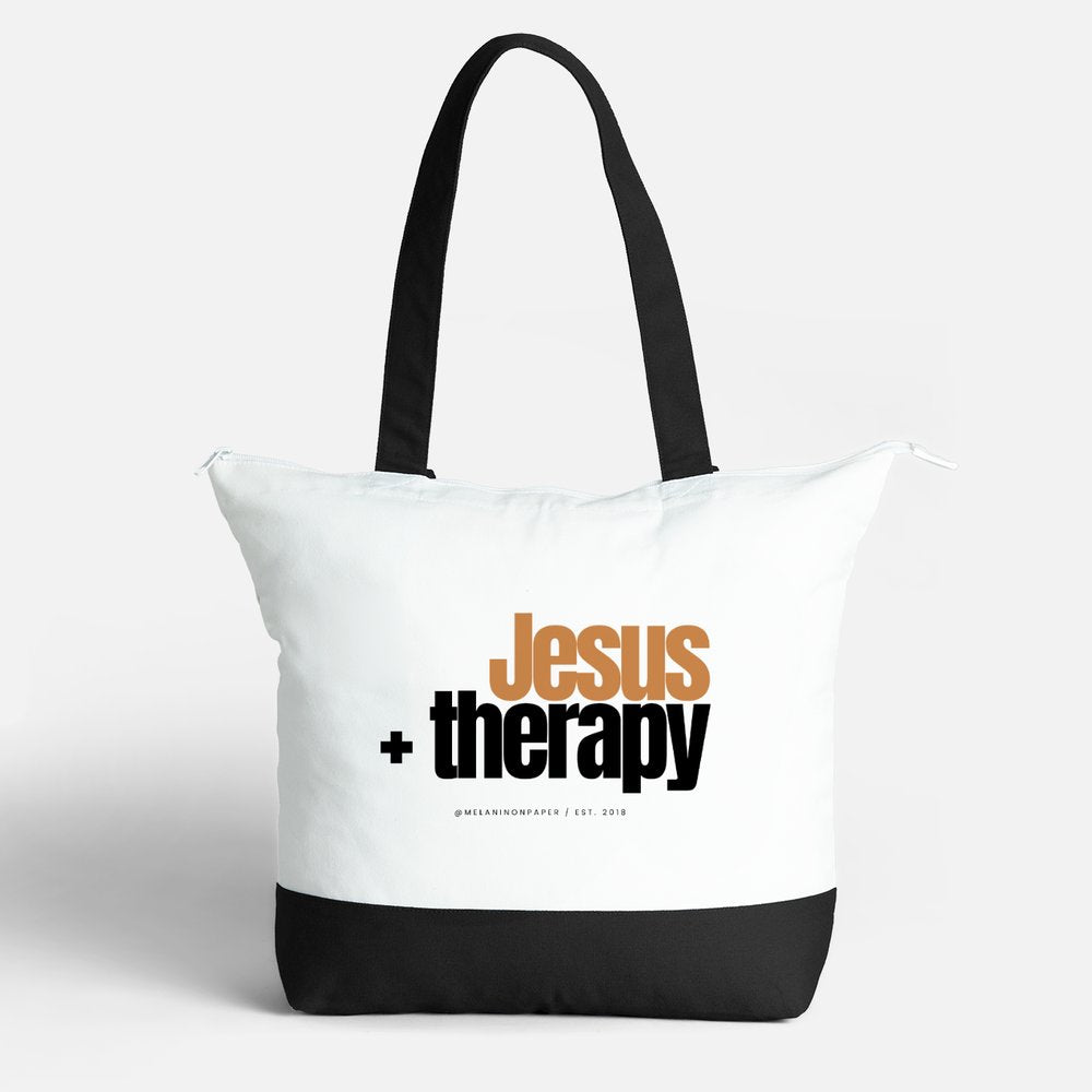 PRE-ORDER "Jesus + therapy" Luxe Zippered Tote Bag