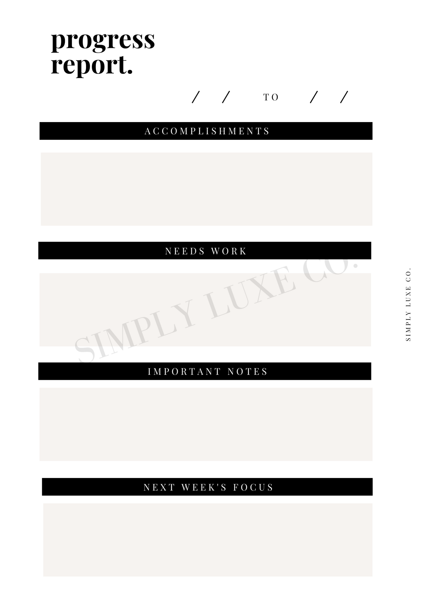 Progress Report Printable Inserts - Available in 2 colors