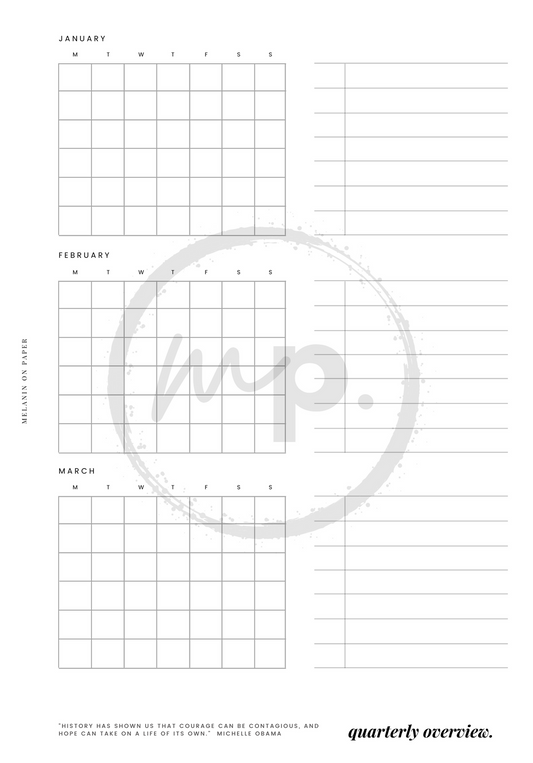 "quarterly overview" Printable Planner Insert Bundle