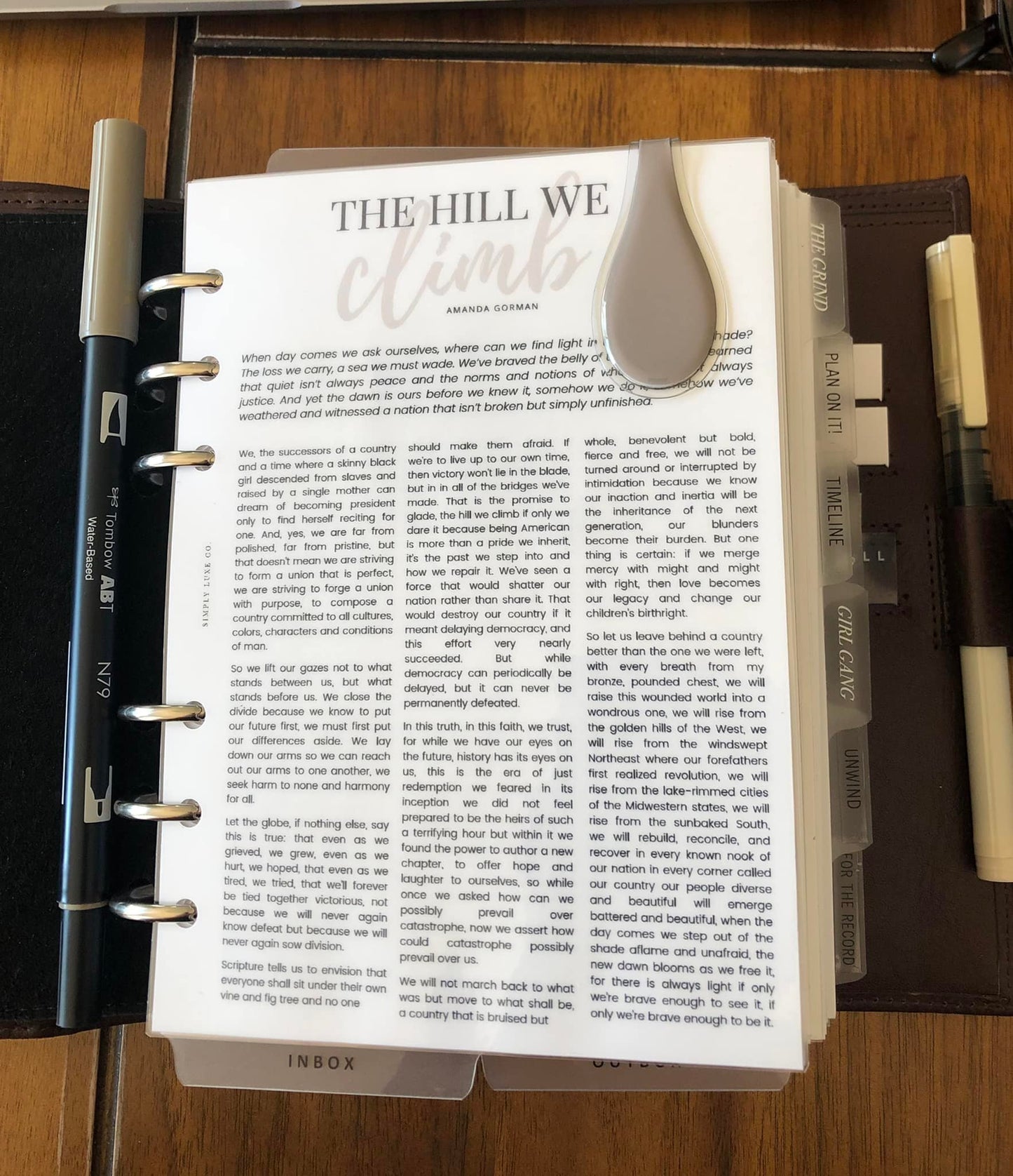 "The Hill We Climb" Printable Dashboard