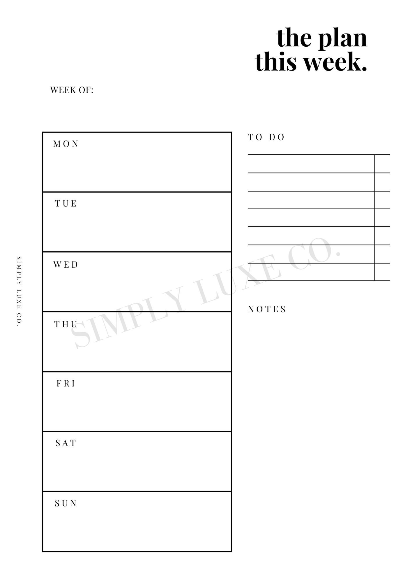 Weekly Undated Printable Inserts - V1