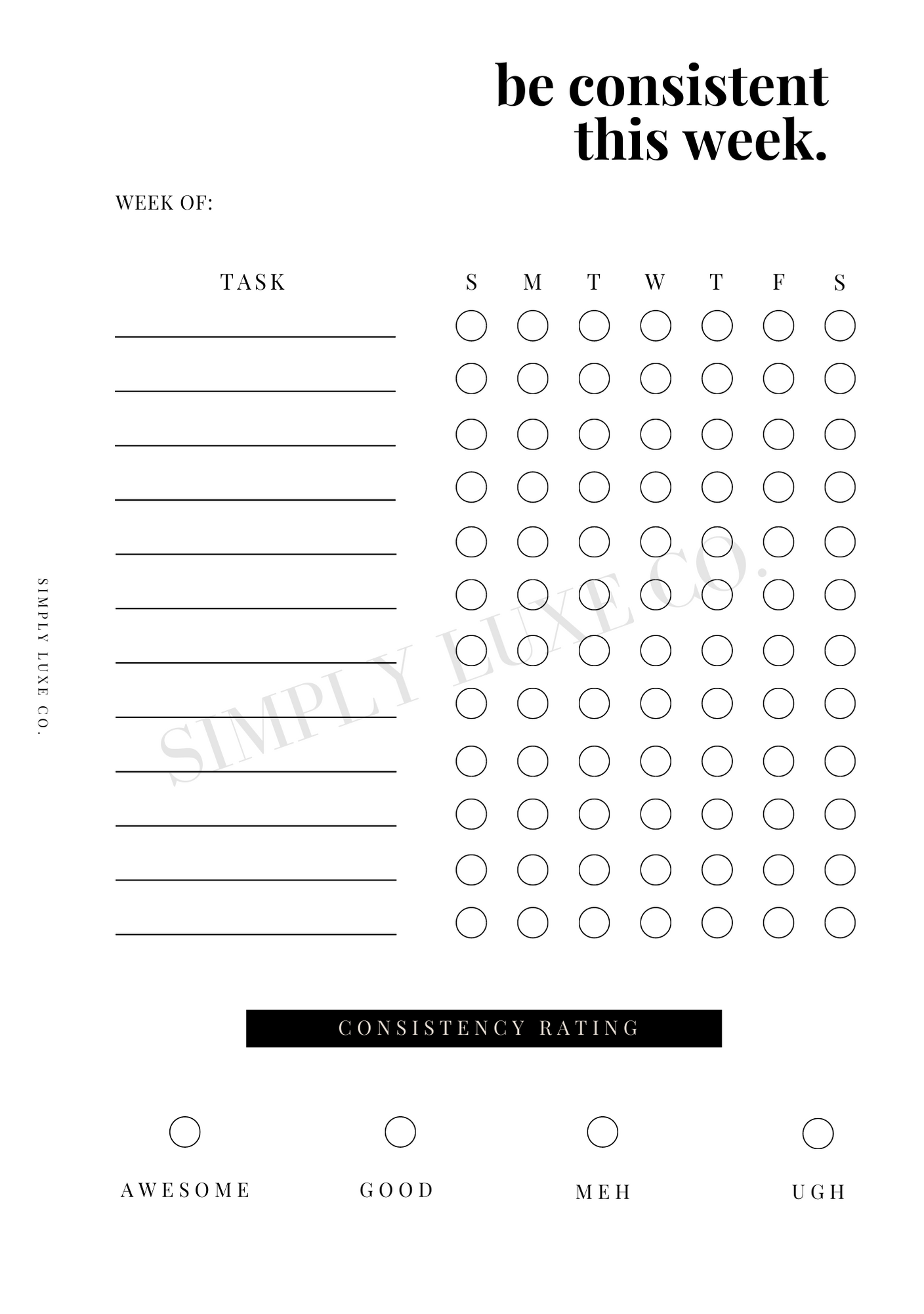 Consistency Tracker Printable Inserts