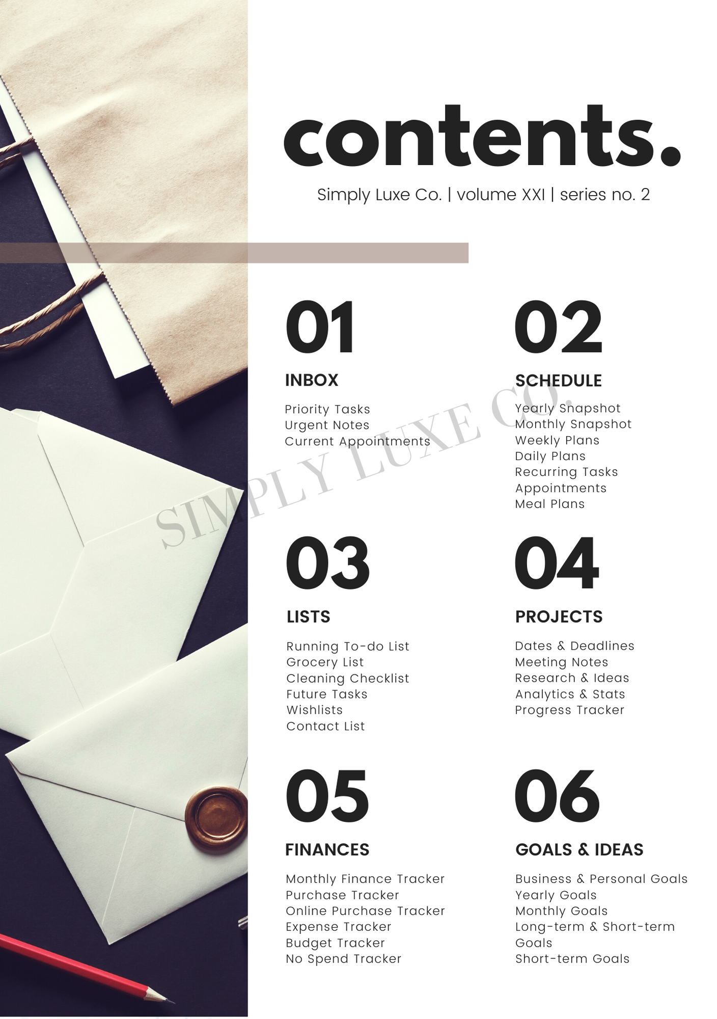 table of contents "Editorial Edition" - style four
