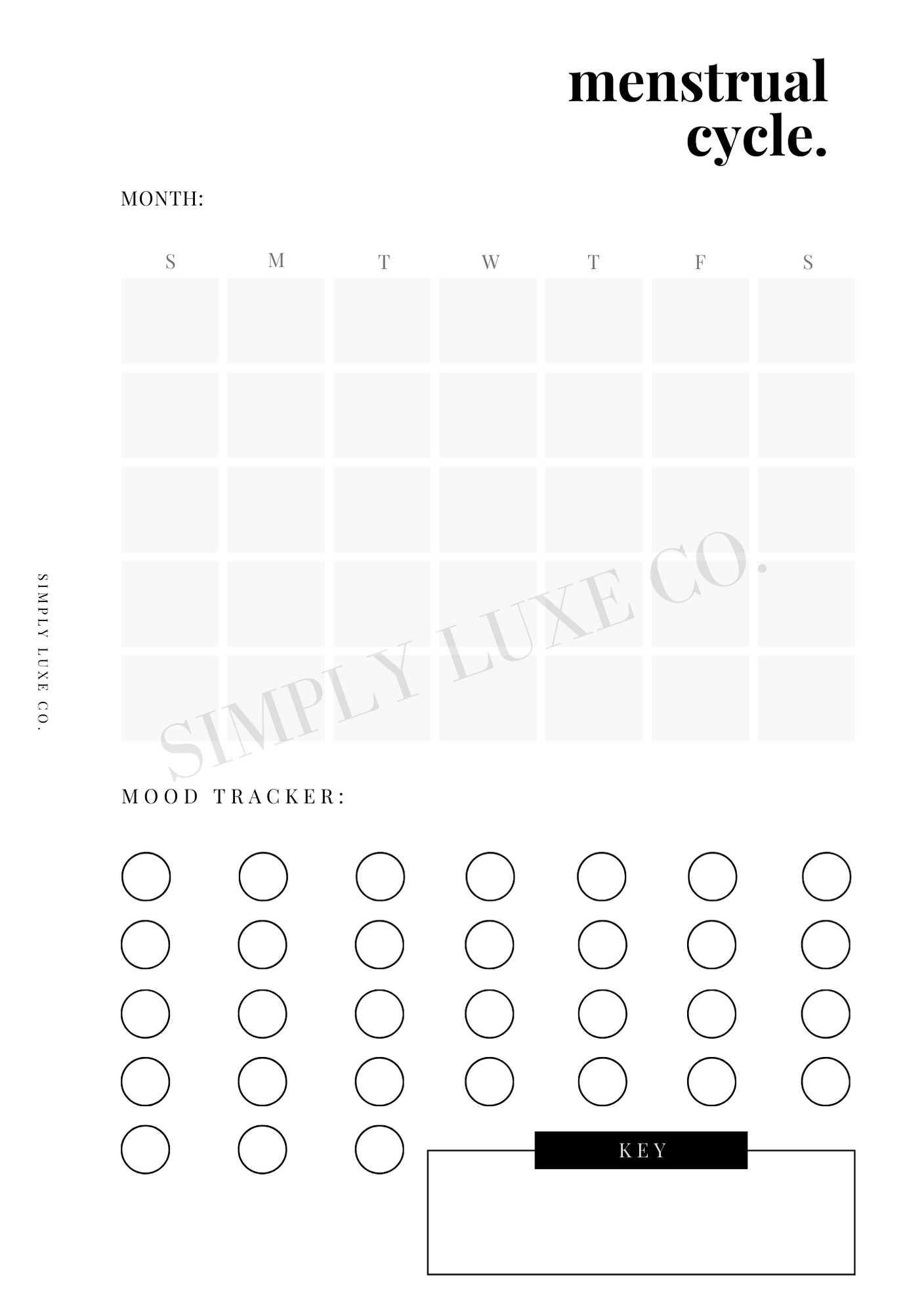 Menstrual Cycle Calendar Printable Inserts - Available in 2 colors