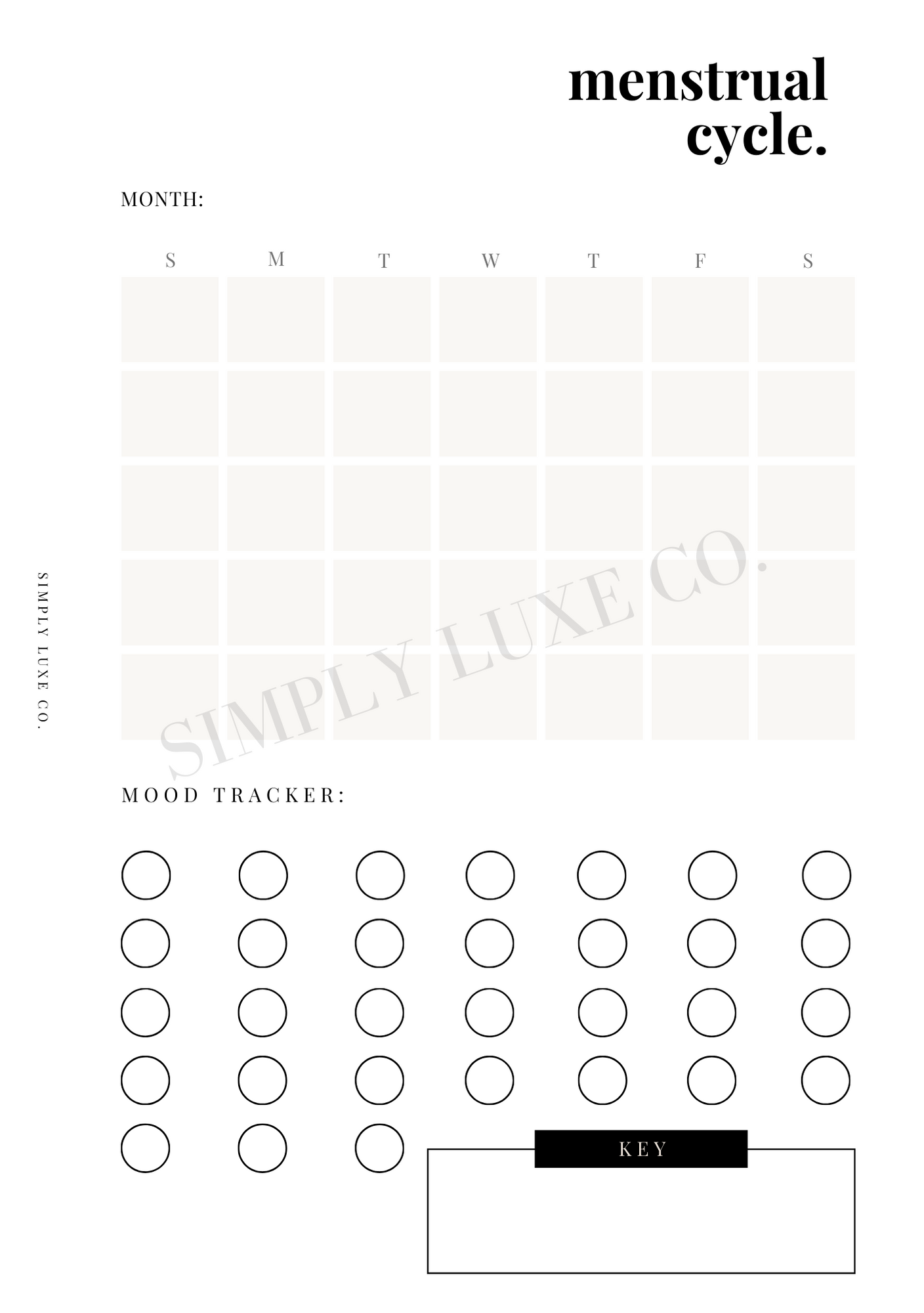 Menstrual Cycle Chart Printable