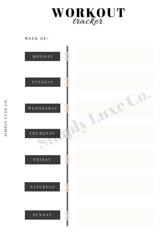 Weekly Workout Tracker Printable