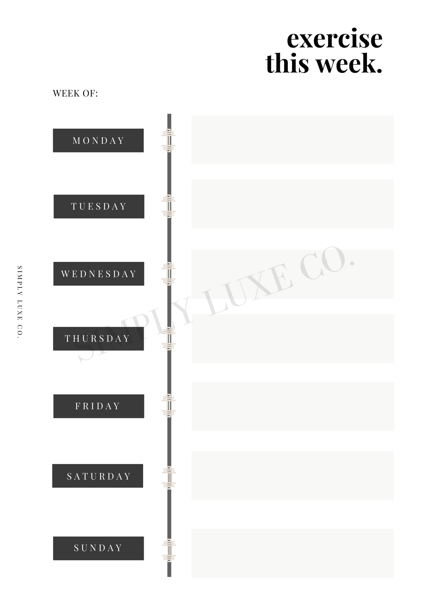 Exercise Tracker Printable Inserts