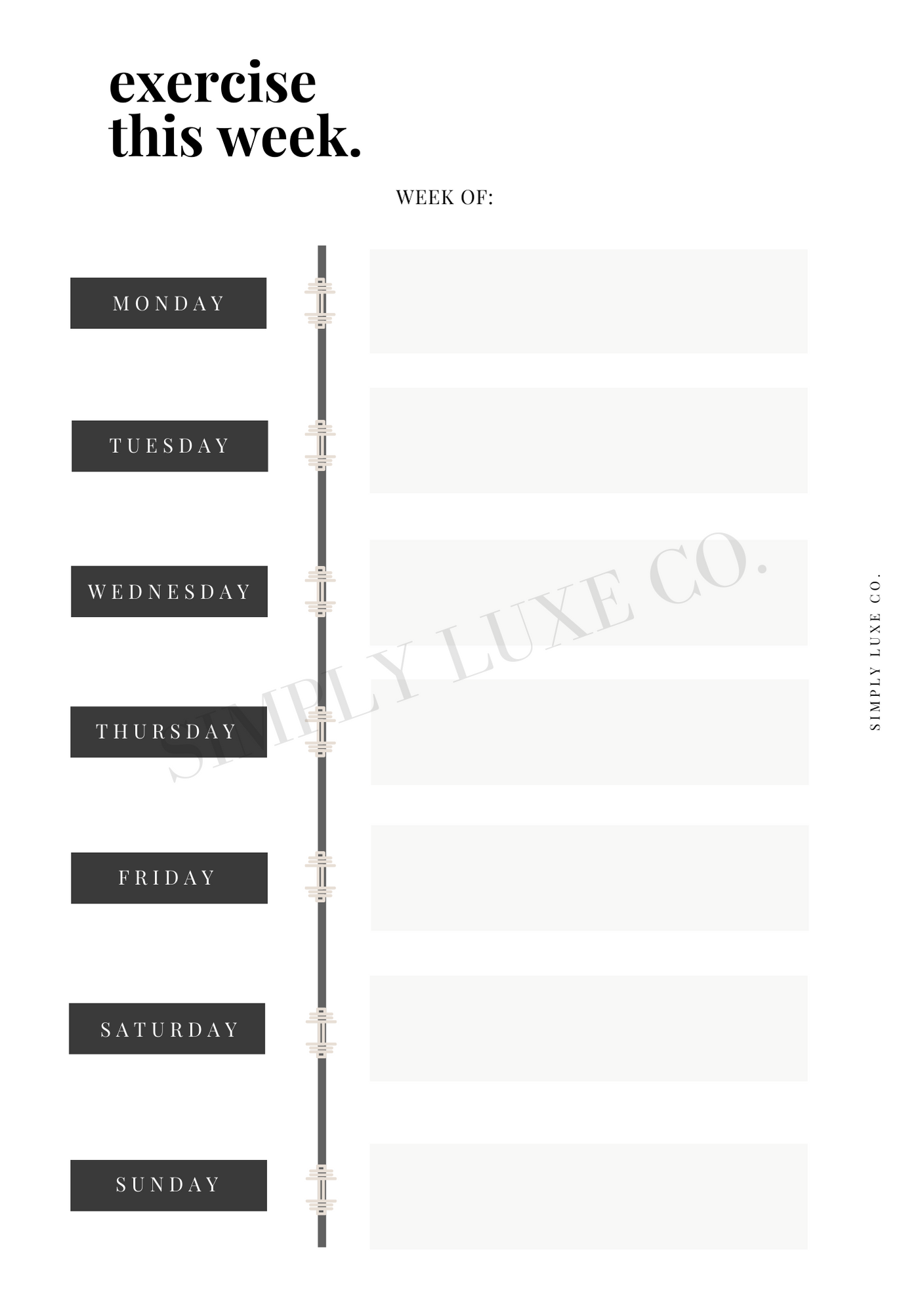 Exercise Tracker Printable Inserts