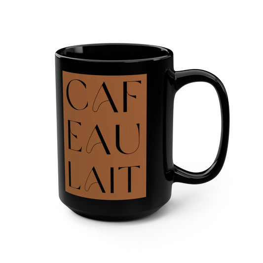 Elegant "Cafe Au Lait" Mug - 15oz Black