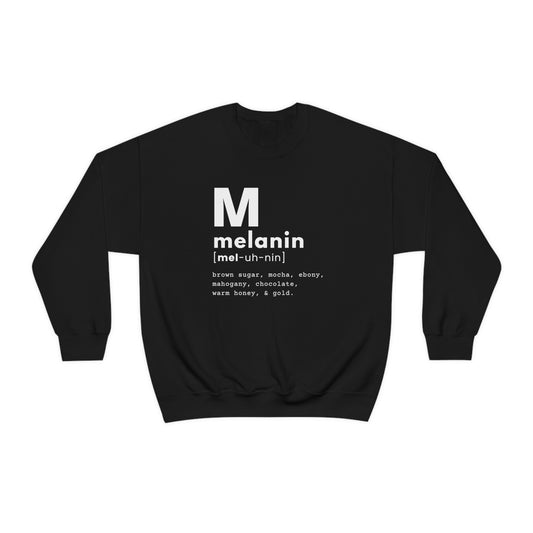 "melanin" Unisex Heavy Blend™ Crewneck Sweatshirt - Black & Navy Blue Available