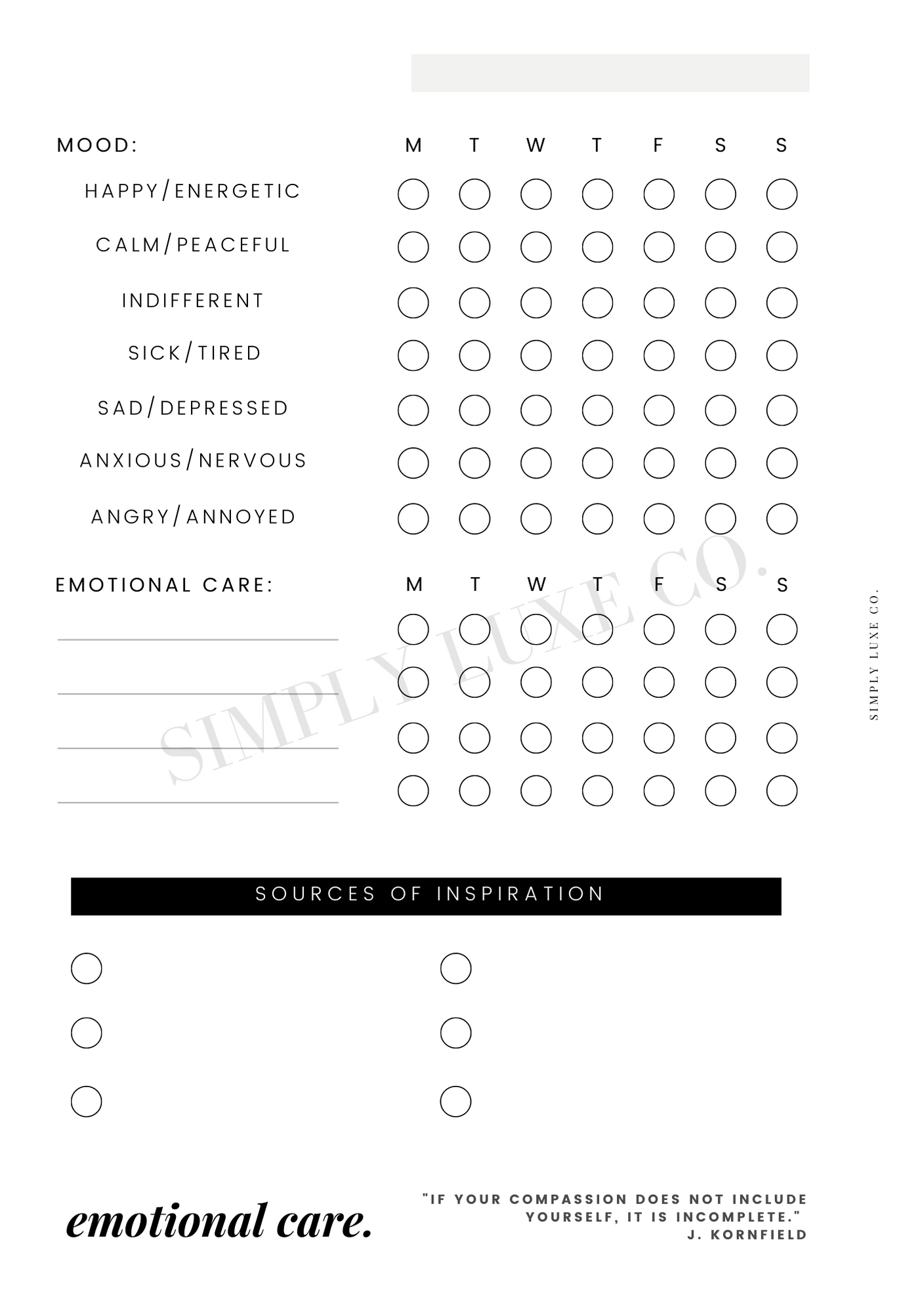 emotional care "Editorial Edition" Printable Insert