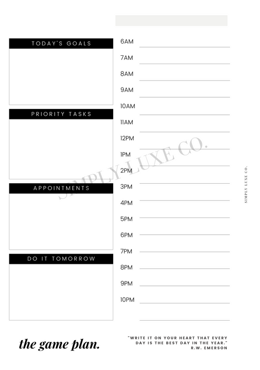 the game plan (daily) "Editorial Edition" Printable Insert