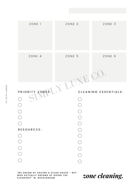zone cleaning "Editorial Edition" Printable Insert