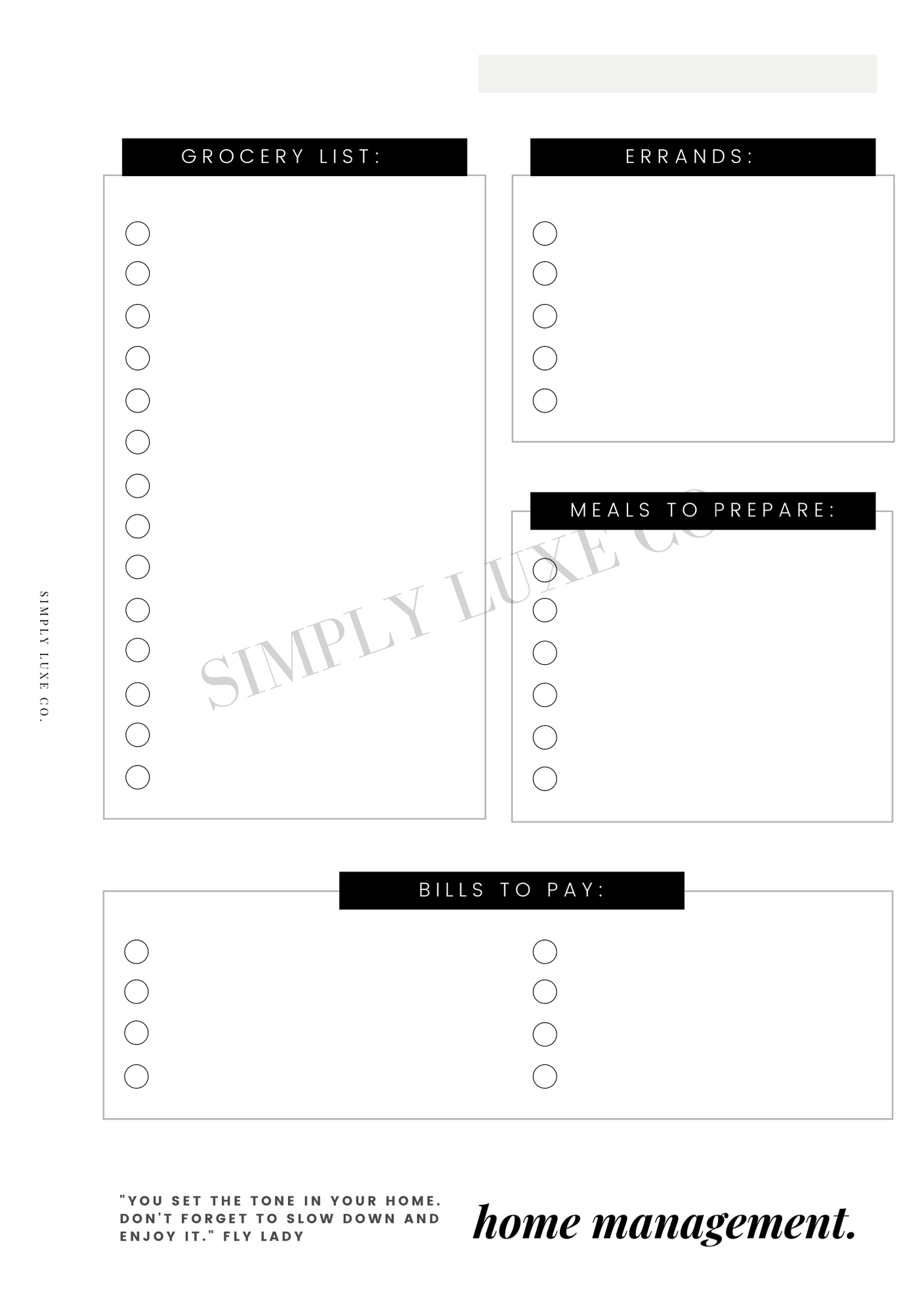 home management "Editorial Edition" Printable Insert