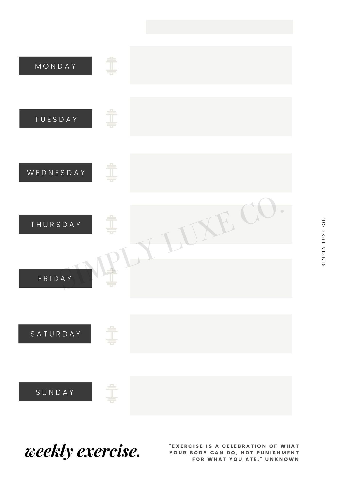 weekly exercise "Editorial Edition" Printable Insert