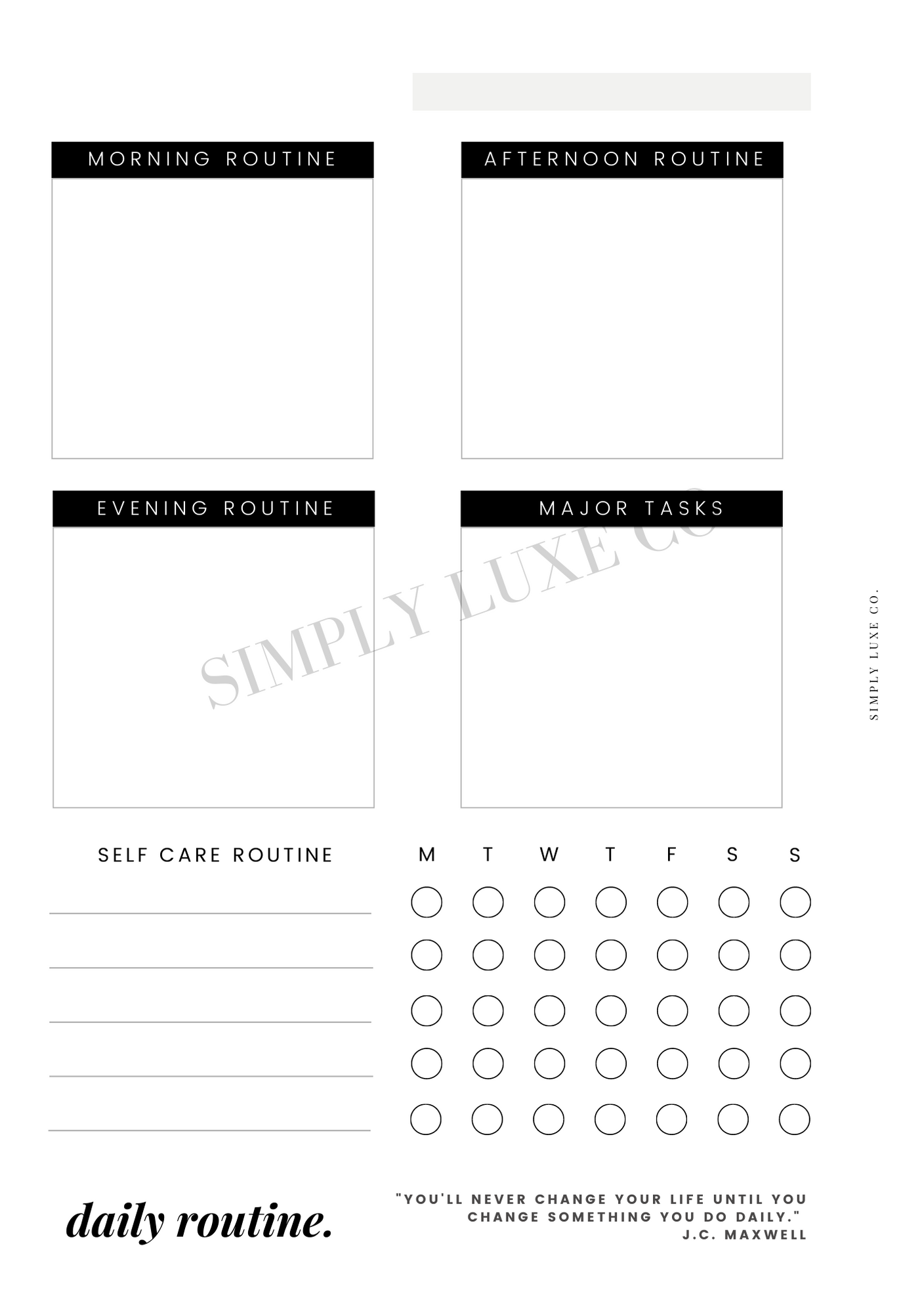 daily routine "Editorial Edition" Printable Insert