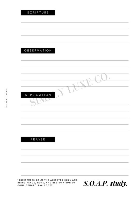 SOAP Bible study "Editorial Edition" Printable Insert - 2 Styles Available
