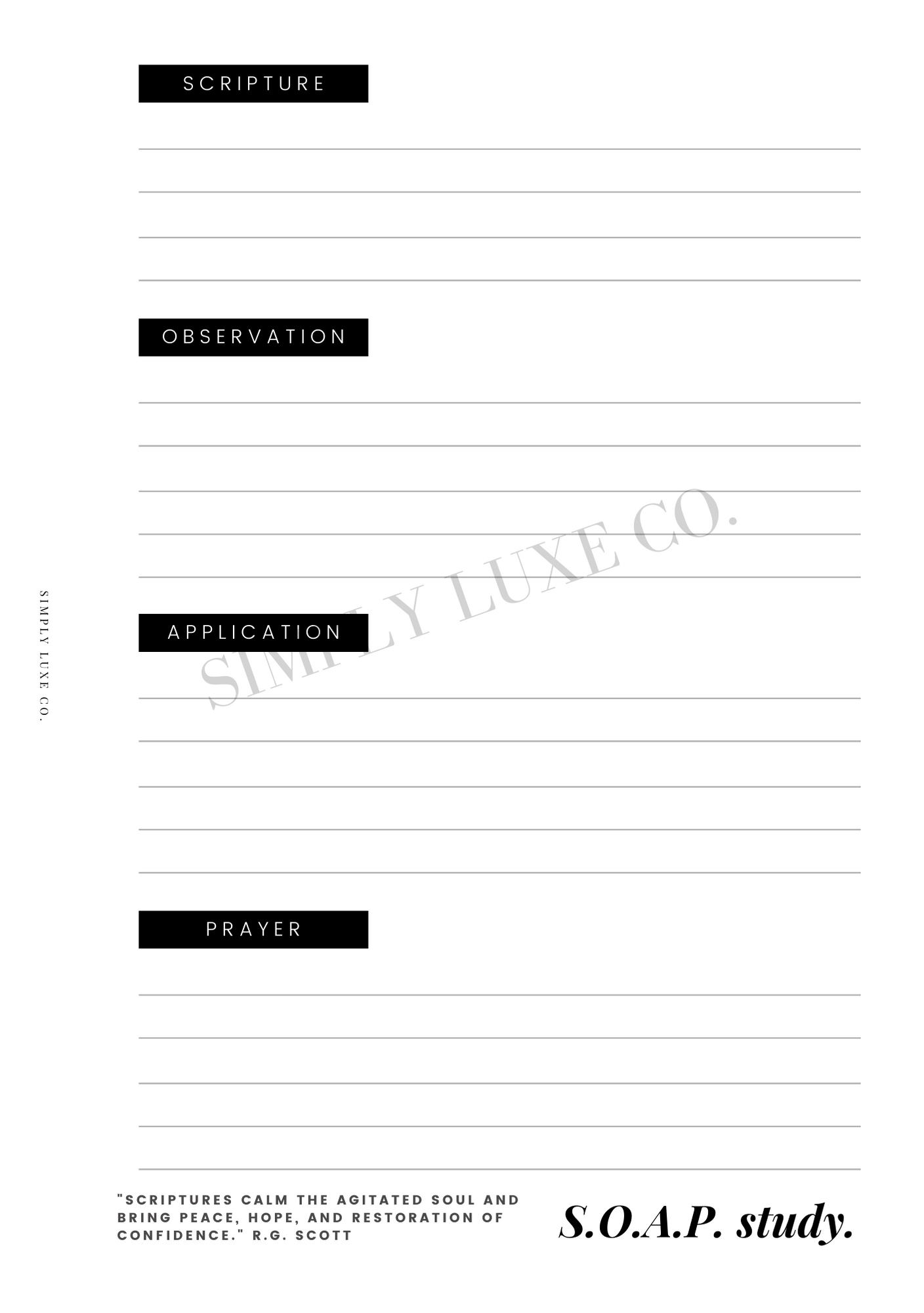 SOAP Bible study "Editorial Edition" Printable Insert - 2 Styles Available